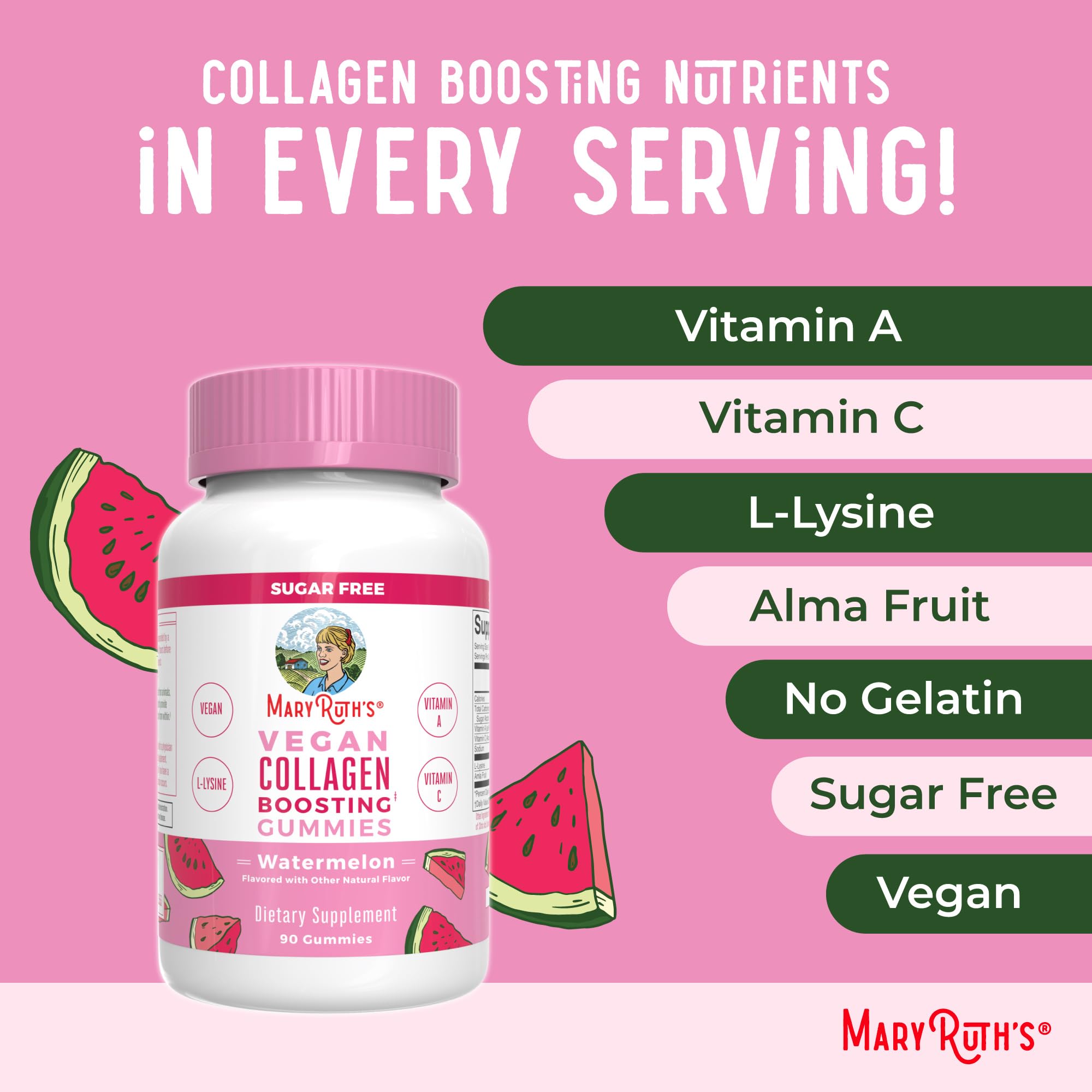 MaryRuth Organics Vegan Collagen for Women & Men, Collagen Boosting Gummies, Skin Care, Lysine, Vitamin C, Vitamin A, Amla, Supplement for Hair & Skin, Vegan, Non-GMO, Gluten Free, 90 Servings MARYRUTH'S buy supplements canada