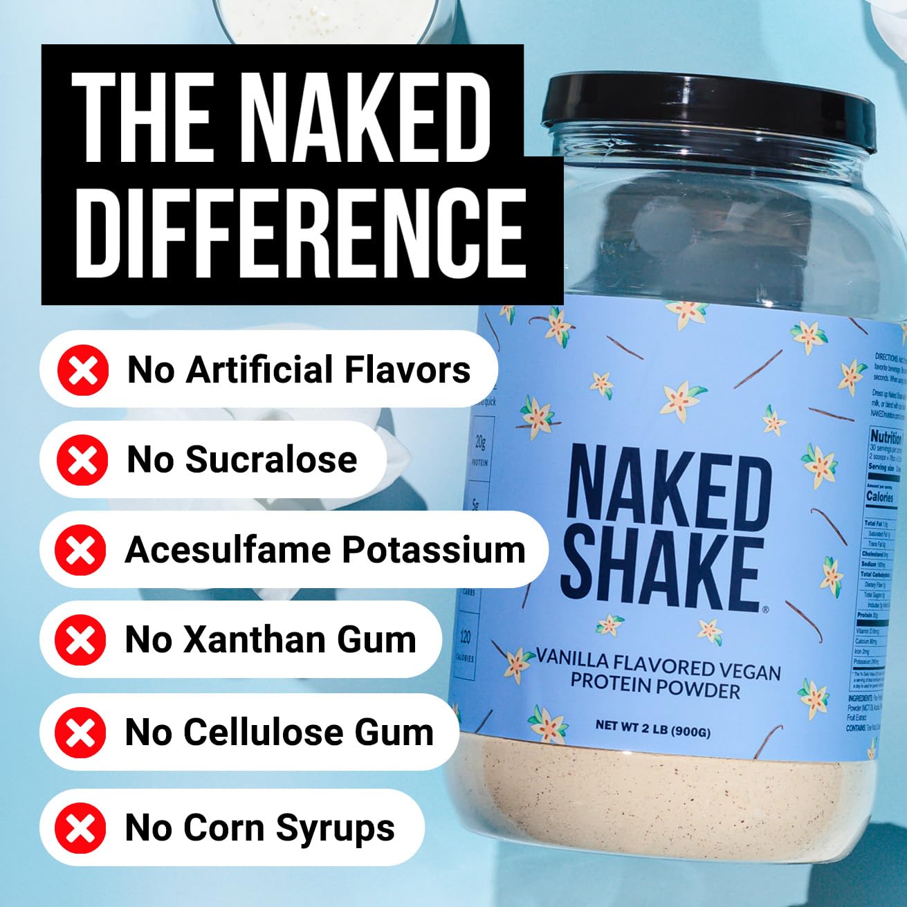 NAKED Shake - Vanilla Protein Powder - Plant Based Protein Shake with Mct Oil, NSF Certified, Gluten-Free, Soy-Free, No Gmos Or Artificial Sweeteners - 30 Servings NAKED buy supplements canada