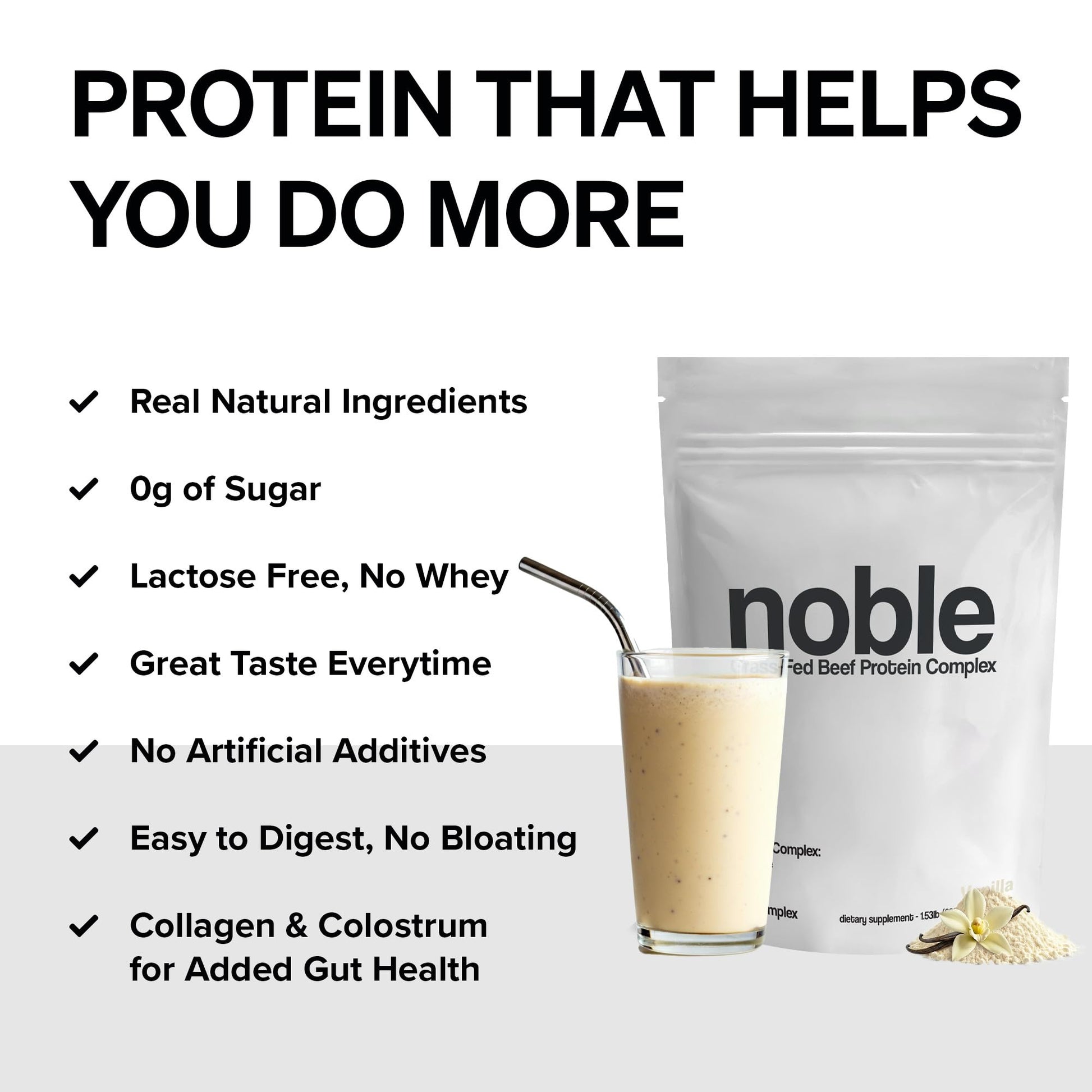 Noble Grass Fed Beef Protein Powder | Beef Protein w/Collagen, Colostrum, Organ Blend | Carnivore, Keto Friendly | Whey, Gluten Free | Muscle, Gut Health, Skin, Joint Support | 30 Servings, Vanilla Noble Origins buy supplements canada