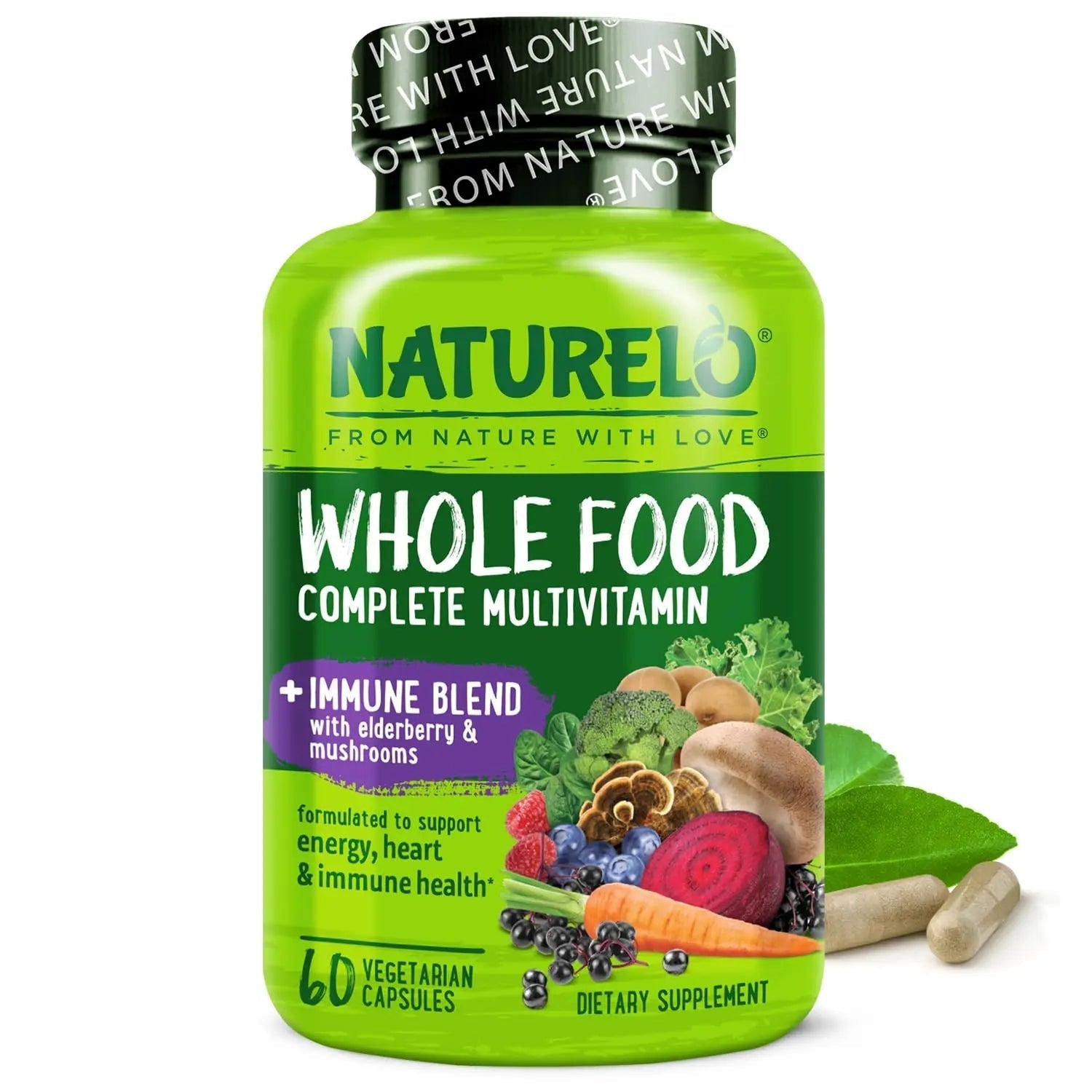 NATURELO Whole Food Multivitamin + Immune Blend with Elderberry & Mushrooms - Complete Multivitamin with Extra Immune Support NATURELO buy supplements canada