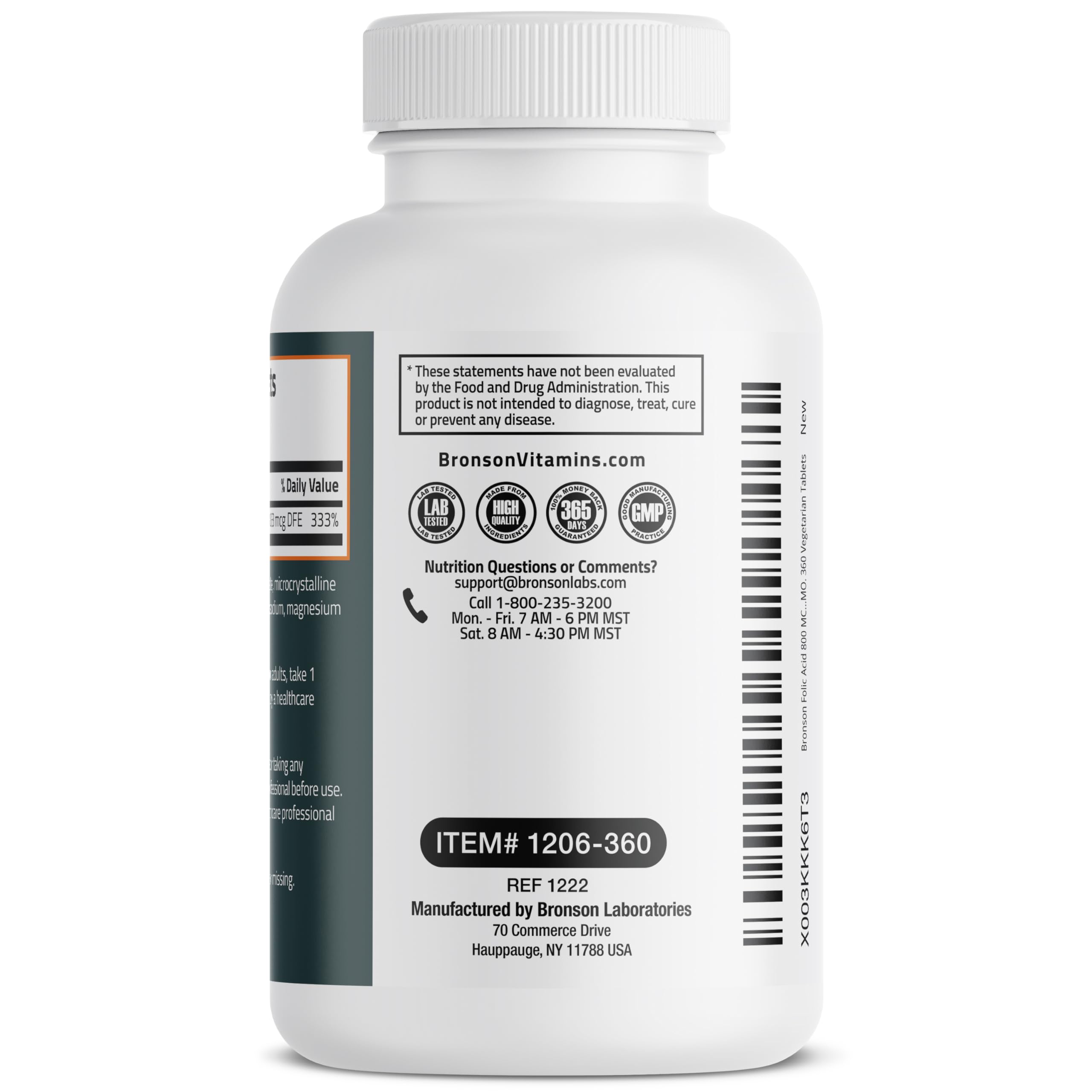 Bronson Folic Acid 800 MCG Supports Prenatal Development, 1 Year Supply, Non-GMO Bronson buy supplements canada