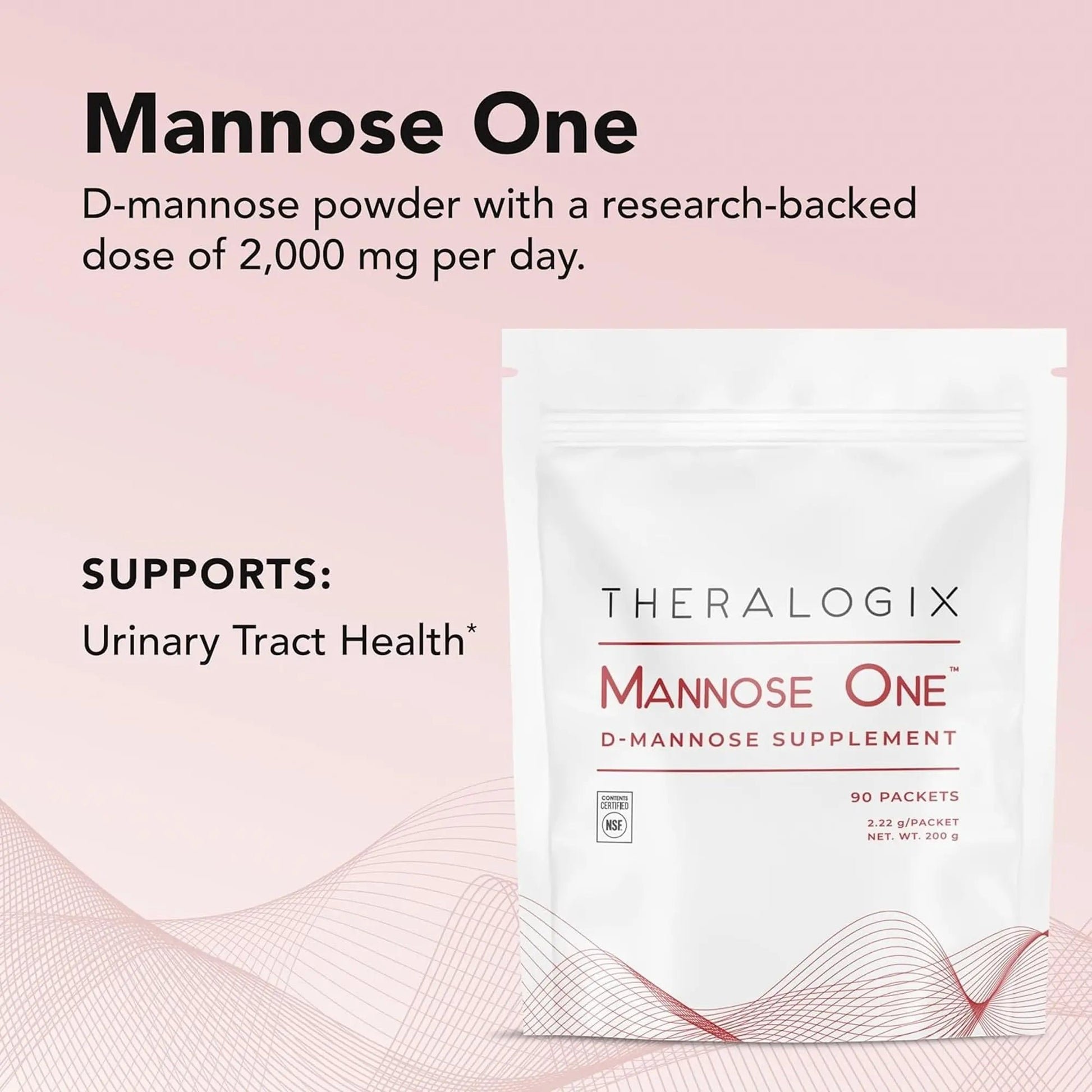 Theralogix Mannose One D-Mannose Powder - 90-Day Supply - Supports Urinary Tract Health with 2,000 mg D-Mannose* - NSF Certified - 90 Packets Theralogix buy supplements canada