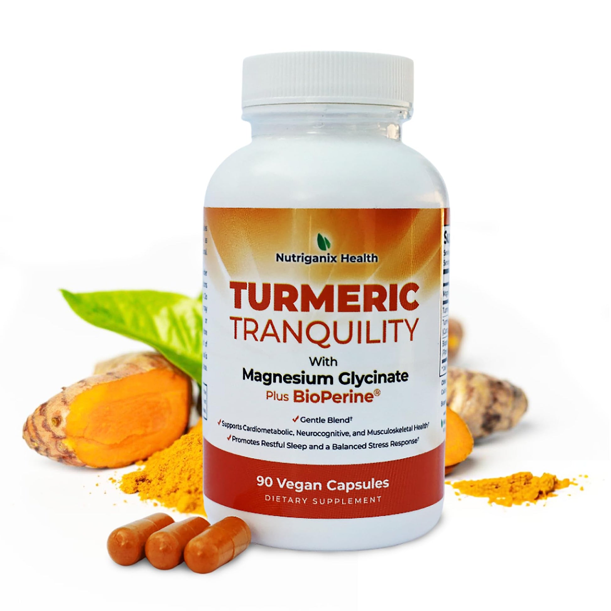 Turmeric Tranquility Turmeric Curcumin & Magnesium Glycinate with BioPerine – Support for Stress Relief, Sleep, Heart Health, Muscles, Metabolism, and Joint Health* - High Absorption - 90 Capsules (1) Nutriganix buy supplements canada