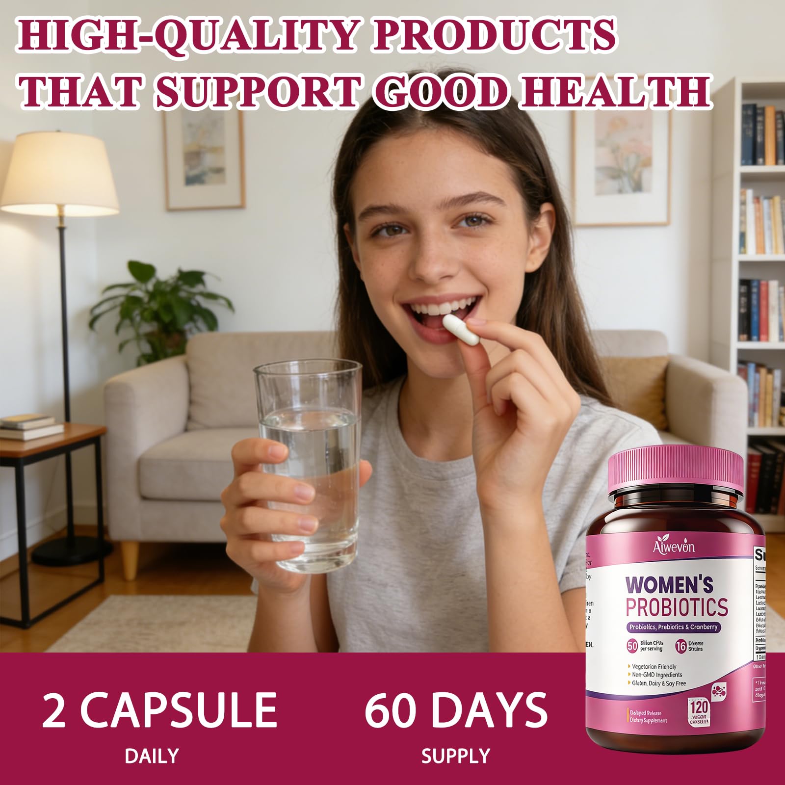 Women Probiotics 50 Billion CFU: Probiotics for Women with Prebiotics & Cranberry, 16 Strain Probiotic Supplement for Digestive Gut Health, Vaginal & Urinary Tract Support Aiwevon buy supplements canada