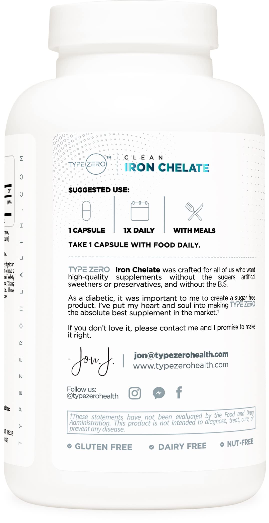 Type Zero Iron Chelate Capsules (18 MG, 240 CAPS) from Ferrochel Ferrous Bisglycinate Chelate - Non-GMO and Gluten Free Type Zero buy supplements canada