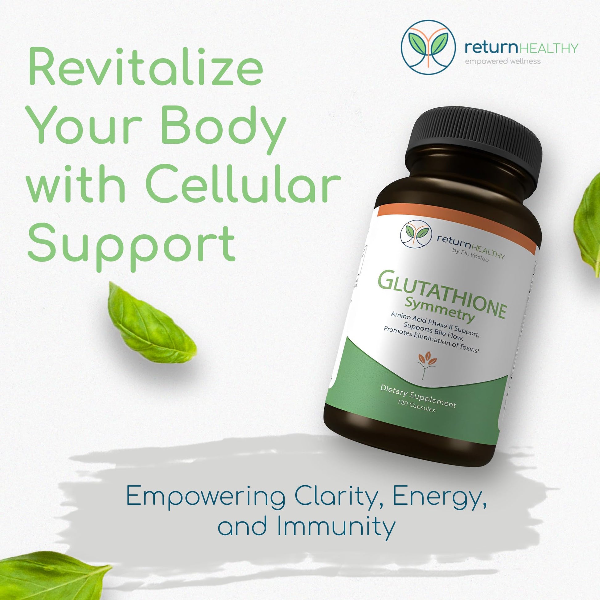 Return Healthy Glutathione Symmetry | S-Acetyl Glutathione Supplement | Antioxidants & Detoxification Supplement | Natural Cellular Support | All-Natural, Vegan, Non-GMO, 120 caps Return Healthy buy supplements canada