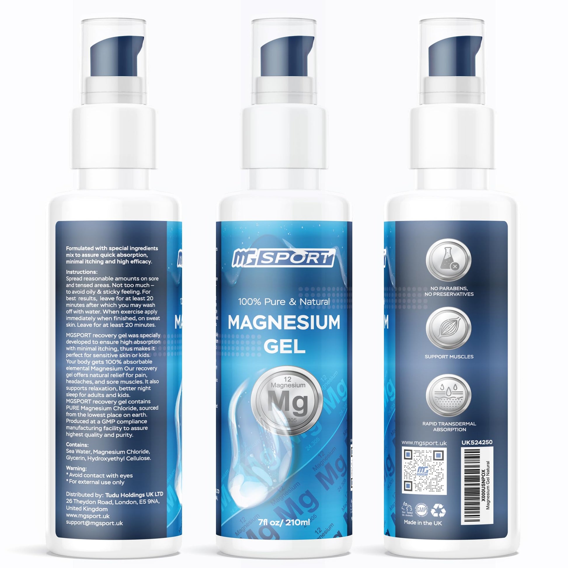 MgSport Magnesium Gel Dead Sea Magnesium - Gentle Topical Gel for Leg Cramps and Muscle Recovery Without Stinging - 20% More Potency Than Magnesium Oil Sprays - 1,000 Pumps MgSport buy supplements canada