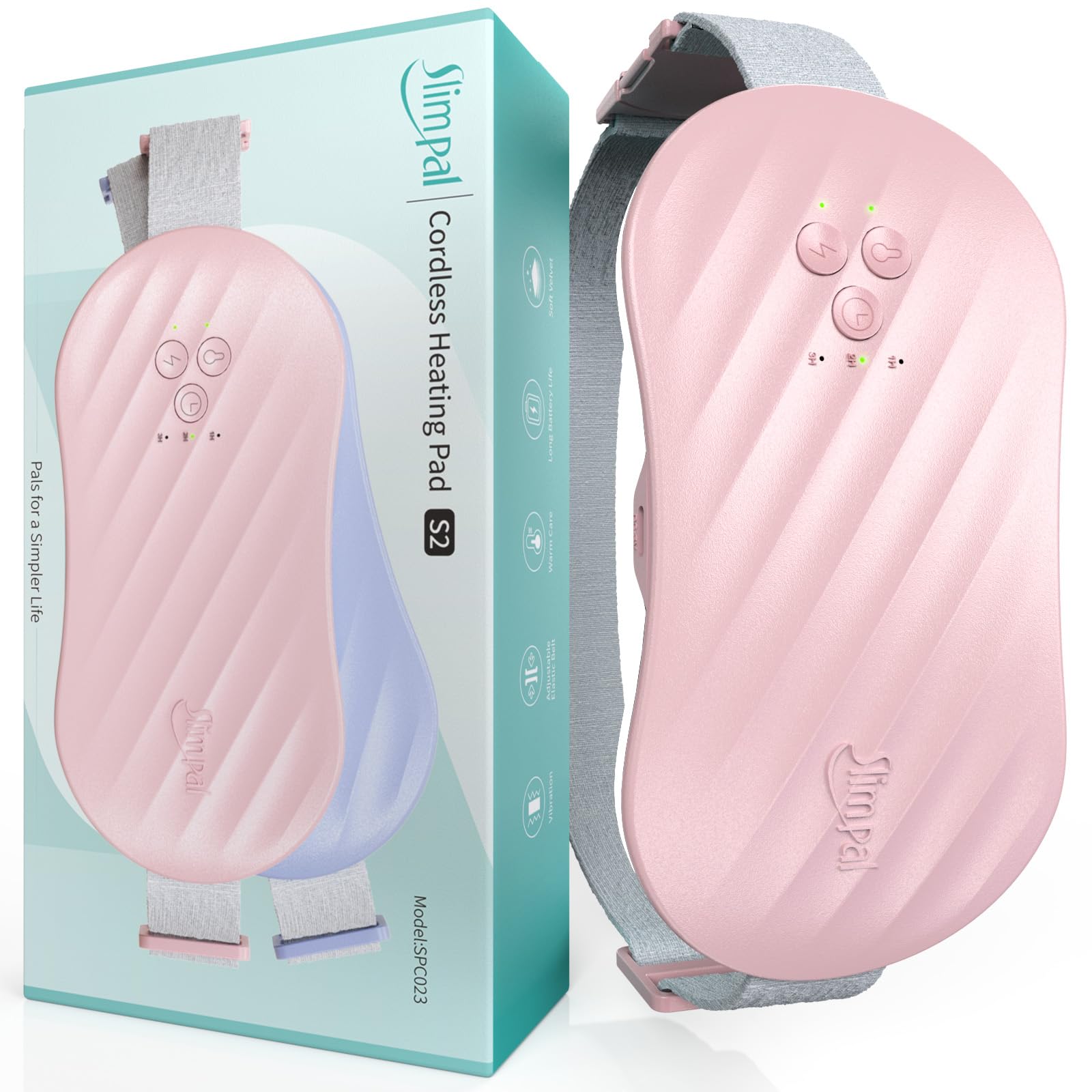 Slimpal AI Portable Heating Pad for Period Cramps, Smart AI Heat Chip, Electric Cordless Heating Belt for Back, Belly, Waist, Stomach, Menstrual Wearable Heating Pad Gifts for Girl Women Her Pink S2 Slimpal buy supplements canada