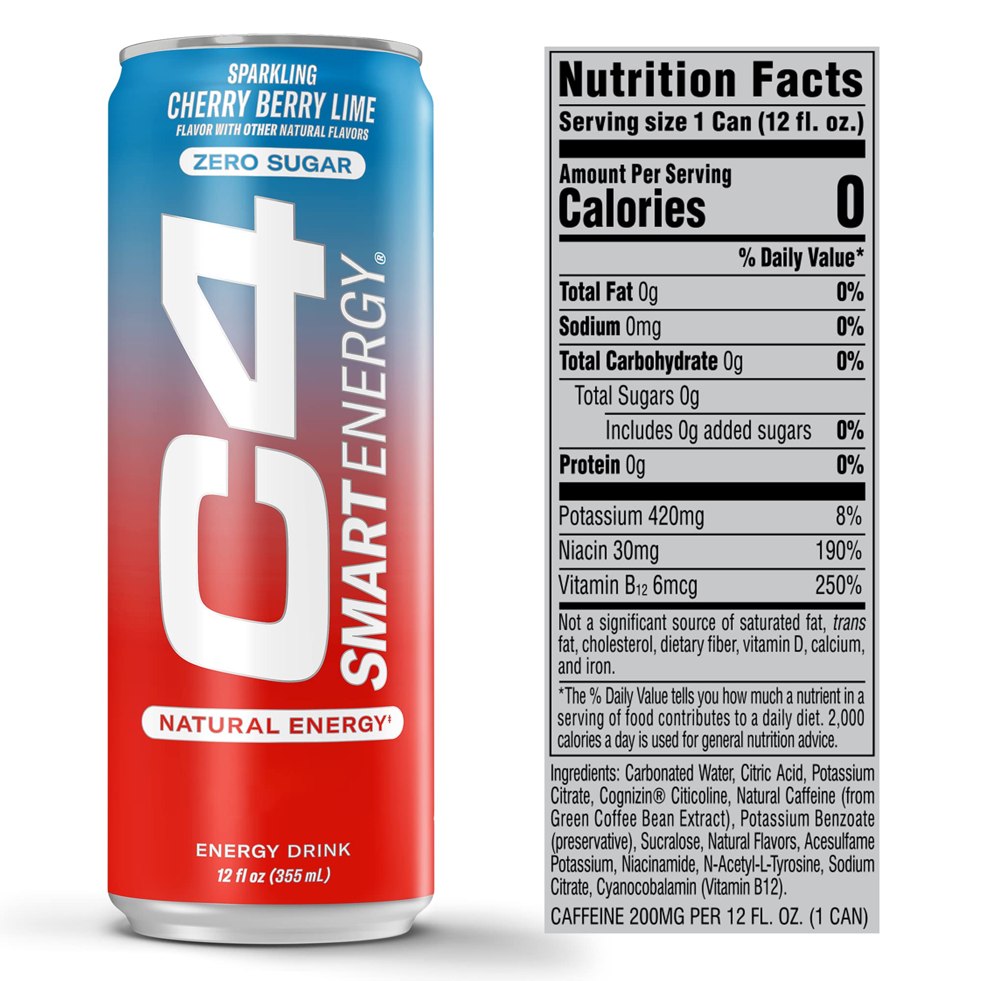 Cellucor C4 Smart Energy Drink - Sugar Free Performance Fuel & Nootropic Brain Booster, Coffee Substitute or Alternative | Cherry Berry Lime 12 Oz - 12 Pack C4 buy supplements canada