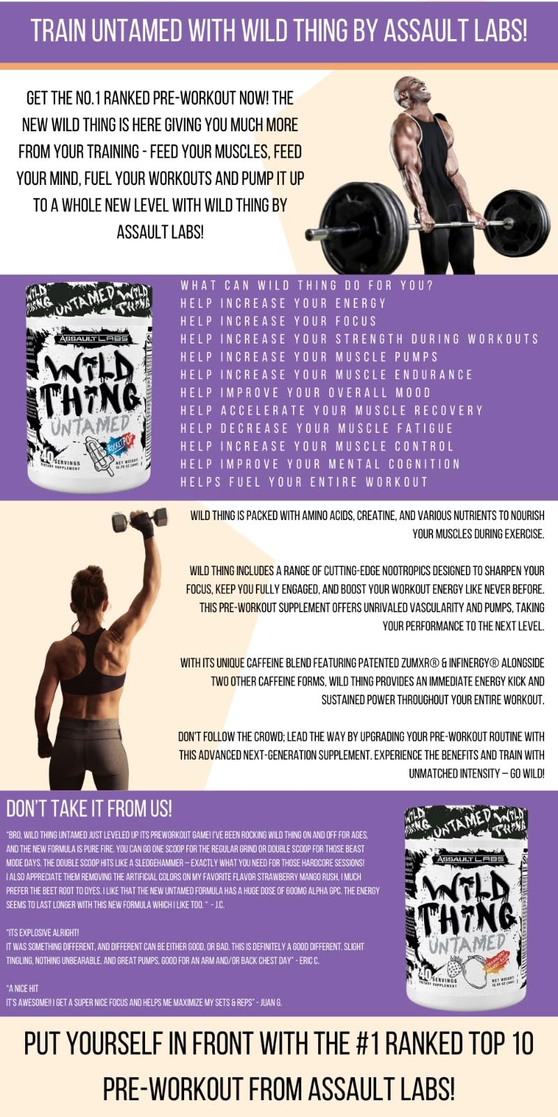 Assault Labs Wild Thing Pre Workout Powder Blend of Di-Citrulline Malate,Beta Alanine Assault Labs buy supplements canada