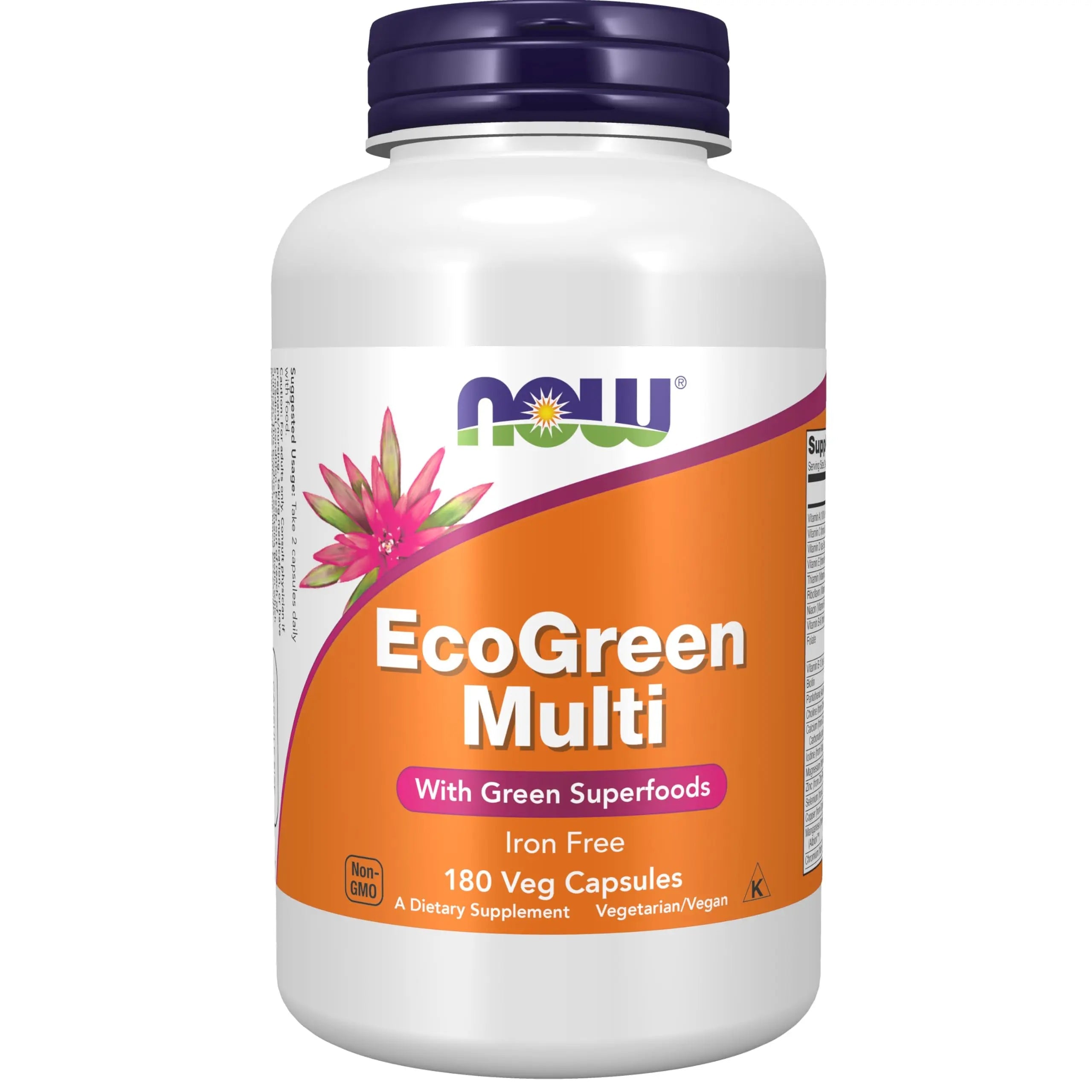 NOW Supplements, EcoGreen Multi Vitamin with Green Superfoods, Iron-Free 180 Veg Capsules NOW Foods buy supplements canada