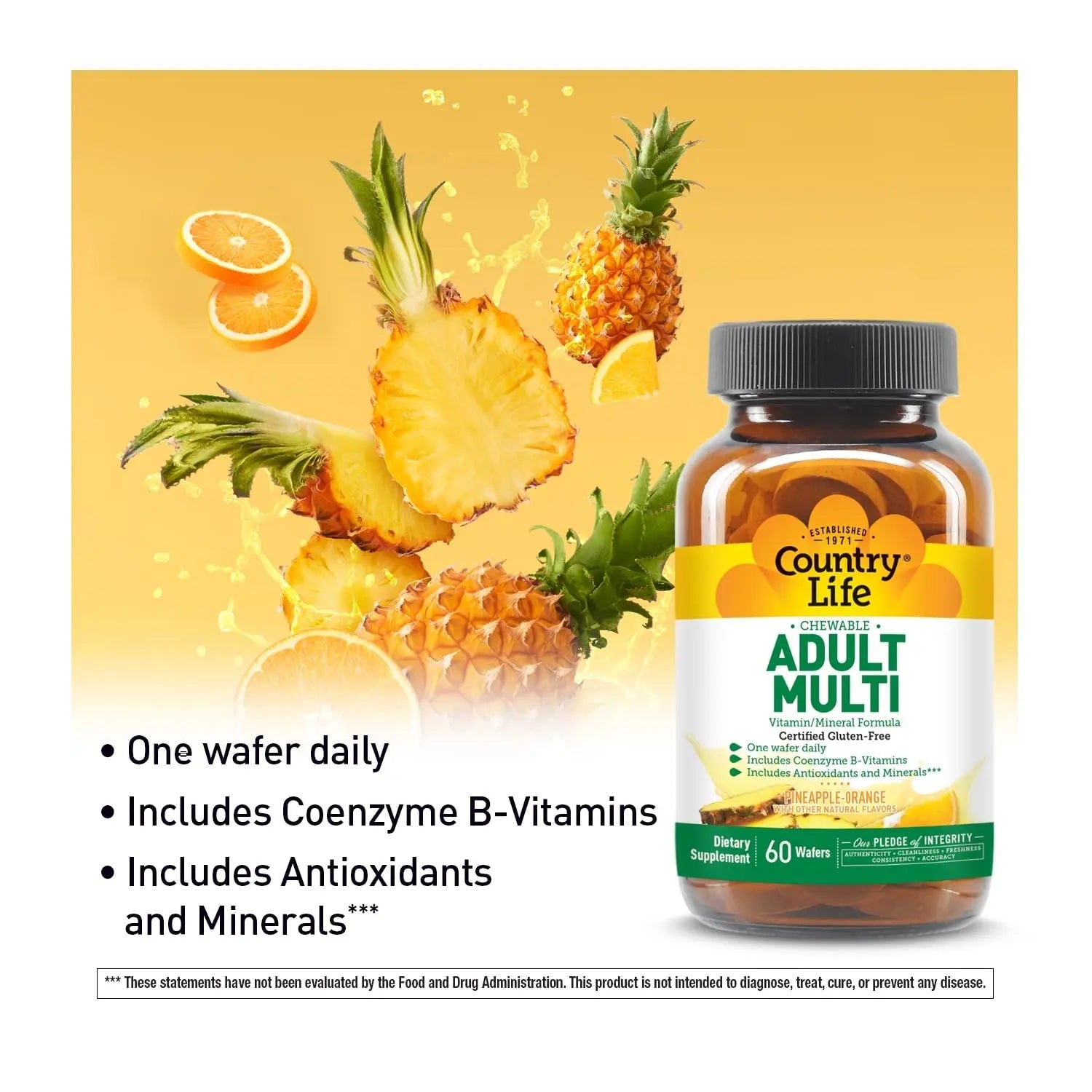 Country Life Adult Chewable Multivitamin with Coenzyme B-Vitamins, Antioxidants, Minerals, Pineapple-Orange Flavor Country Life buy supplements canada