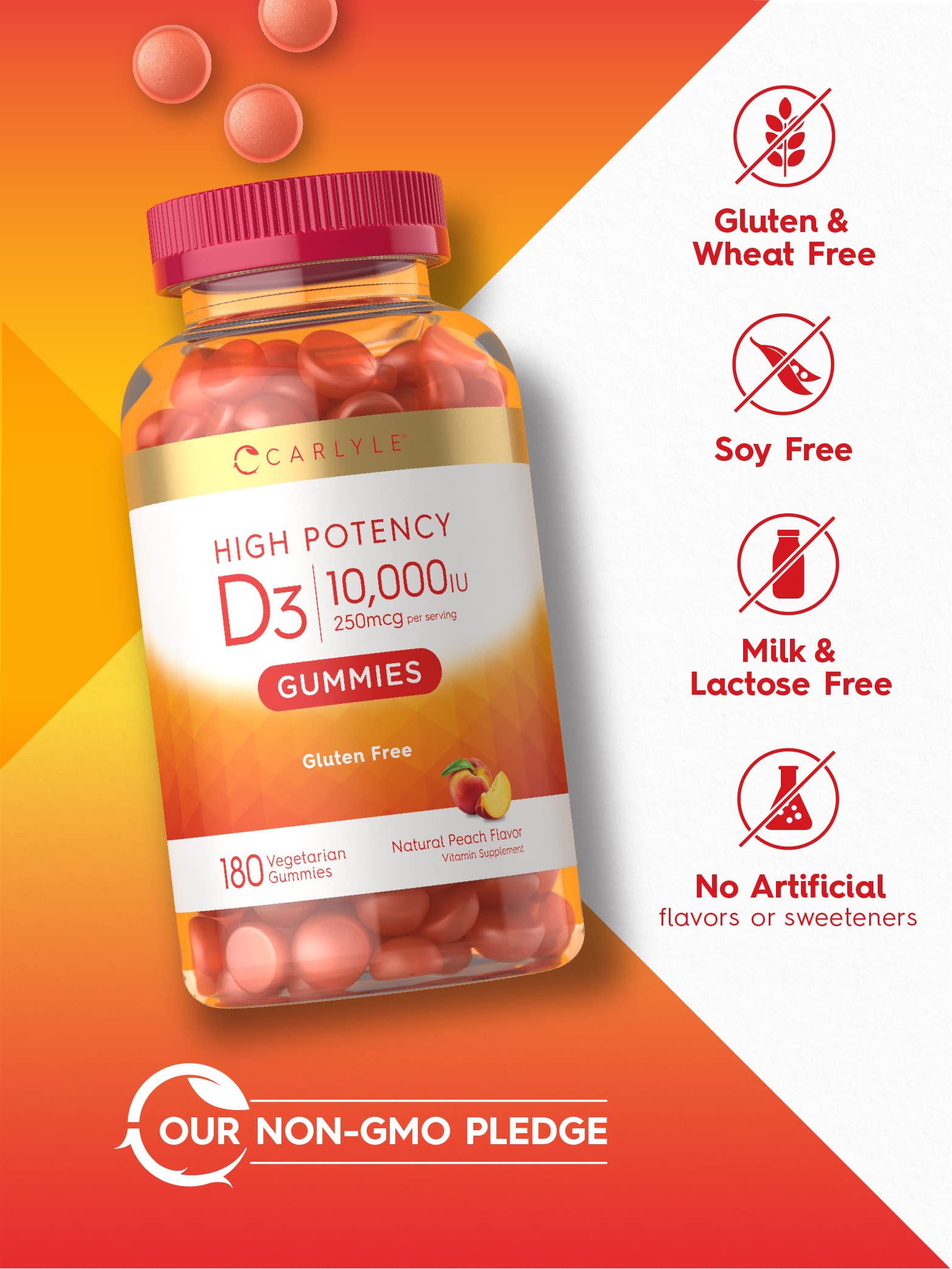 Carlyle Vitamin D3 Gummies | 10,000 iu | 180 Count | Vegetarian, Non-GMO Carlyle buy supplements canada