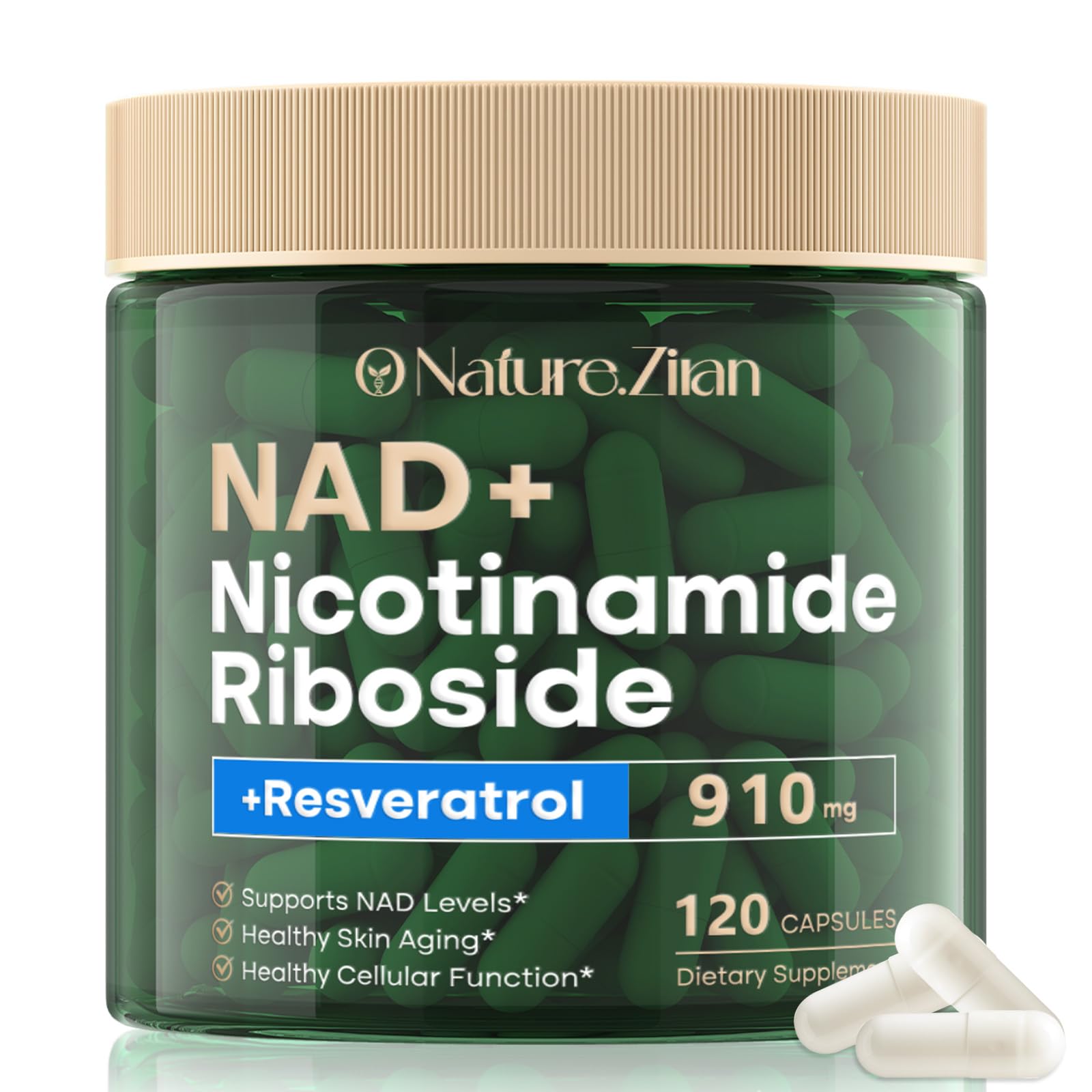 NAD Supplement 120 Capsules, Liposomal Nicotinamide Riboside, Resveratrol, Quercetin, NAD Nicotinamide Riboside Resveratrol 910mg for Women & Men, NAD Supplement for Anti Aging and Cell Regeneration KZUO buy supplements canada