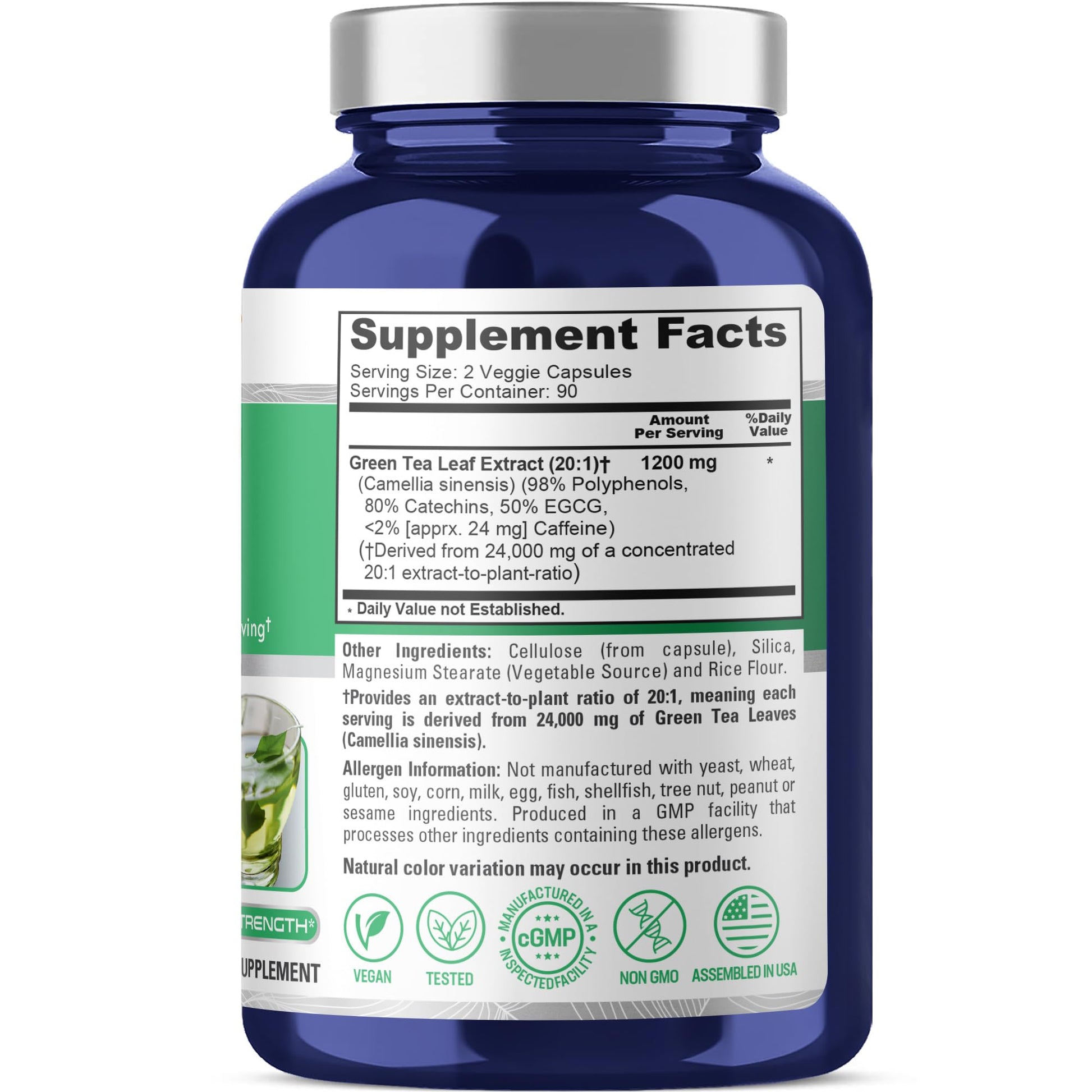 NusaPure Green Tea 20:1 Extract, 1200 mg Equivalent to 24000mg, 180 Vegan Capsules, 50% EGCG, 98% Polyphenols, 80% Catechins NusaPure buy supplements canada