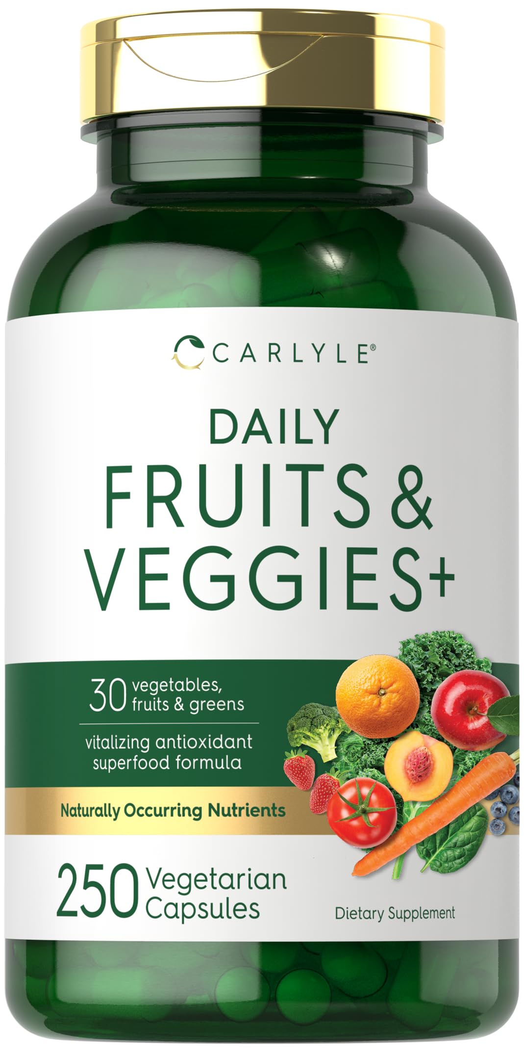 Carlyle Fruits and Veggies Supplement | 250 Capsules | Made with 30 Fruits and Vegetables | Vegetarian, Non-GMO, Gluten Free Superfood Formula Carlyle buy supplements canada