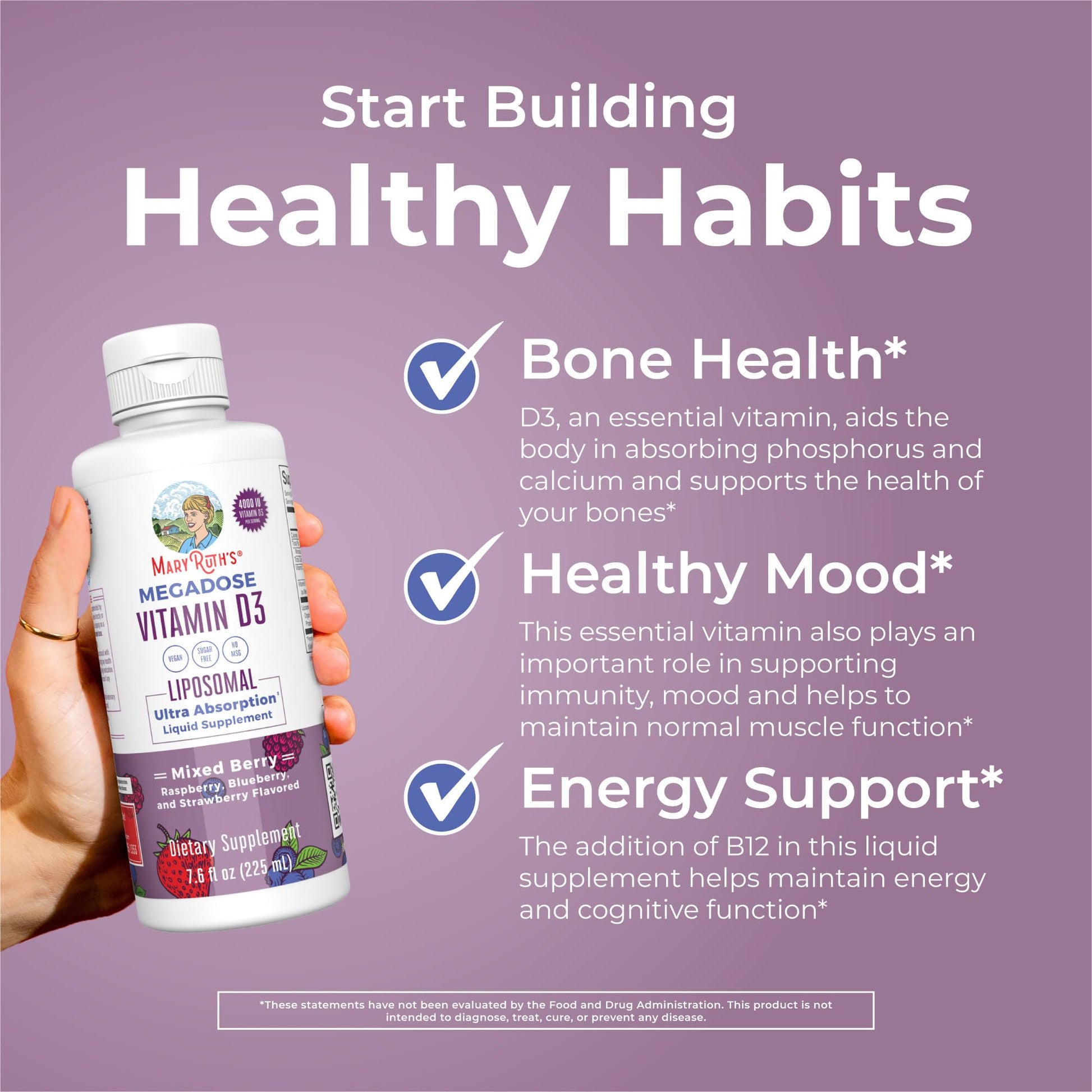 MaryRuth Organics Megadose Vitamin D3 Liposomal | Vitamin D 4000 IU | Ultra Absorption | Immune Support for Adults | Bone Health | VIT D3 | Vegan | Sugar Free | Gluten Free | Non-GMO | 45 Servings MARYRUTH'S buy supplements canada