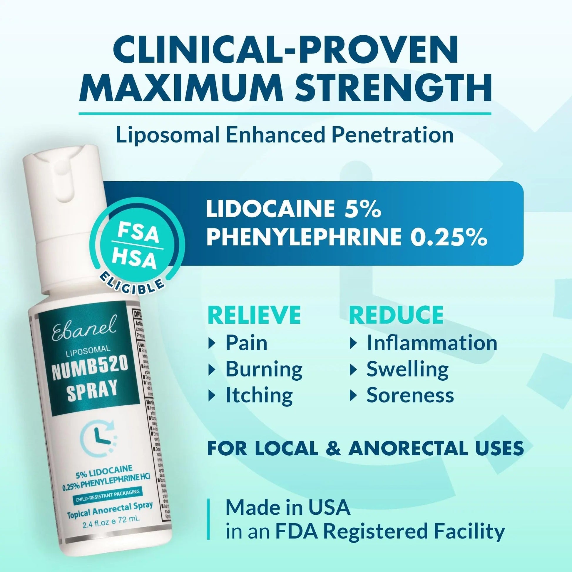 Ebanel 5% Lidocaine Spray Pain Relief Numb520 Burn Itch Relief Numbing Spray for Skin, Topical Anesthetic Postpartum Hemorrhoid Treatment with Phenylephrine for Local and Anorectal Uses EBANEL LABORATORIES buy supplements canada