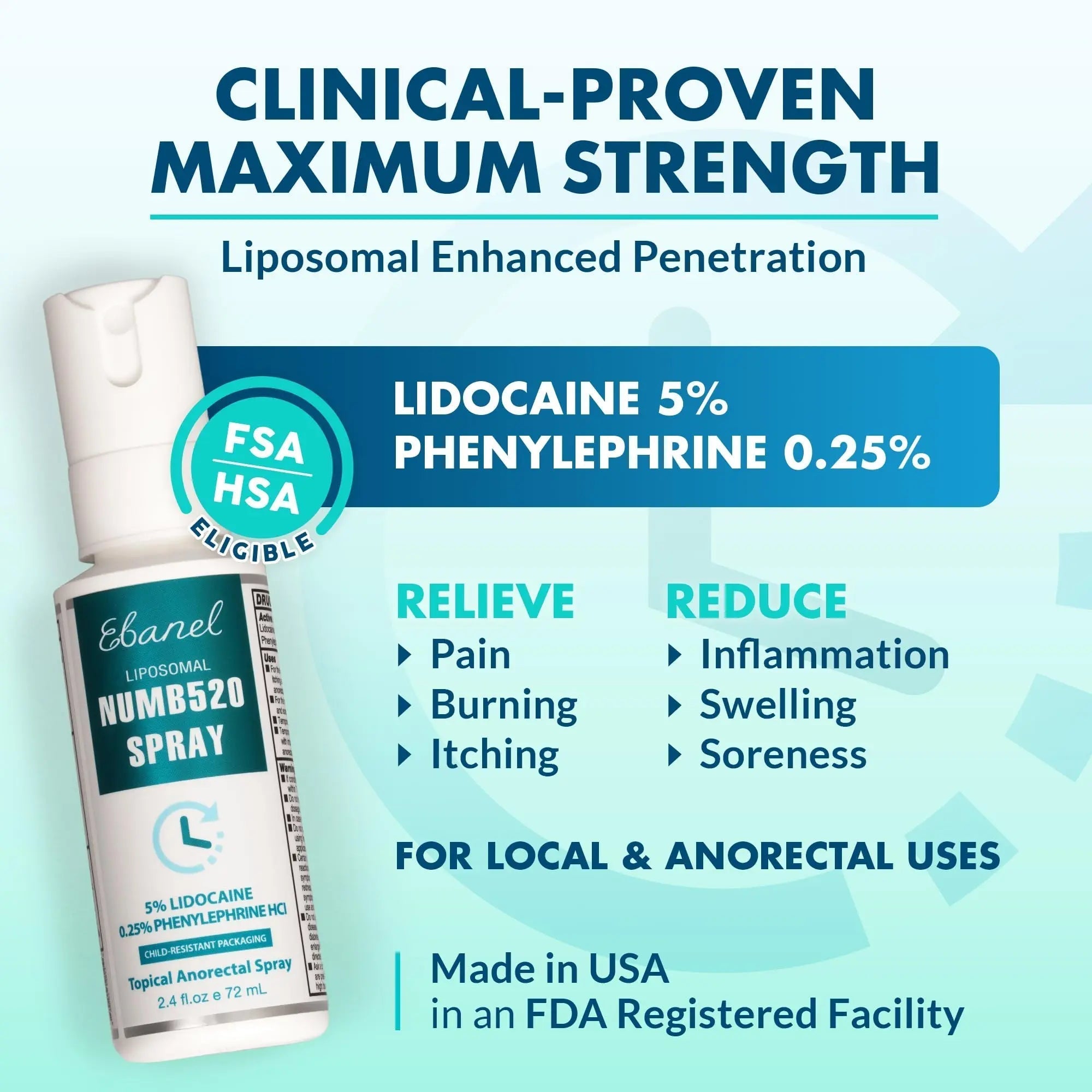 Ebanel 5% Lidocaine Spray Pain Relief Numb520 Burn Itch Relief Numbing Spray for Skin, Topical Anesthetic Postpartum Hemorrhoid Treatment with Phenylephrine for Local and Anorectal Uses EBANEL LABORATORIES buy supplements canada