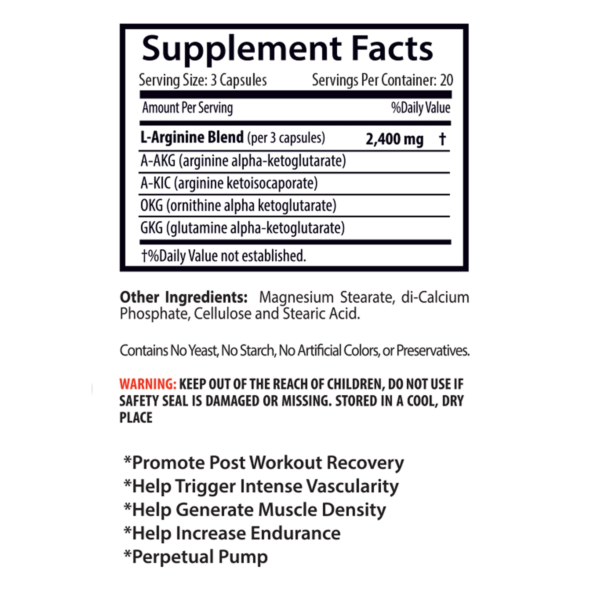L-arginine Supplement - Nitric Oxide Booster 2400mg - Nitric Oxide Booster - pre Workout Sport Supplements buy supplements canada