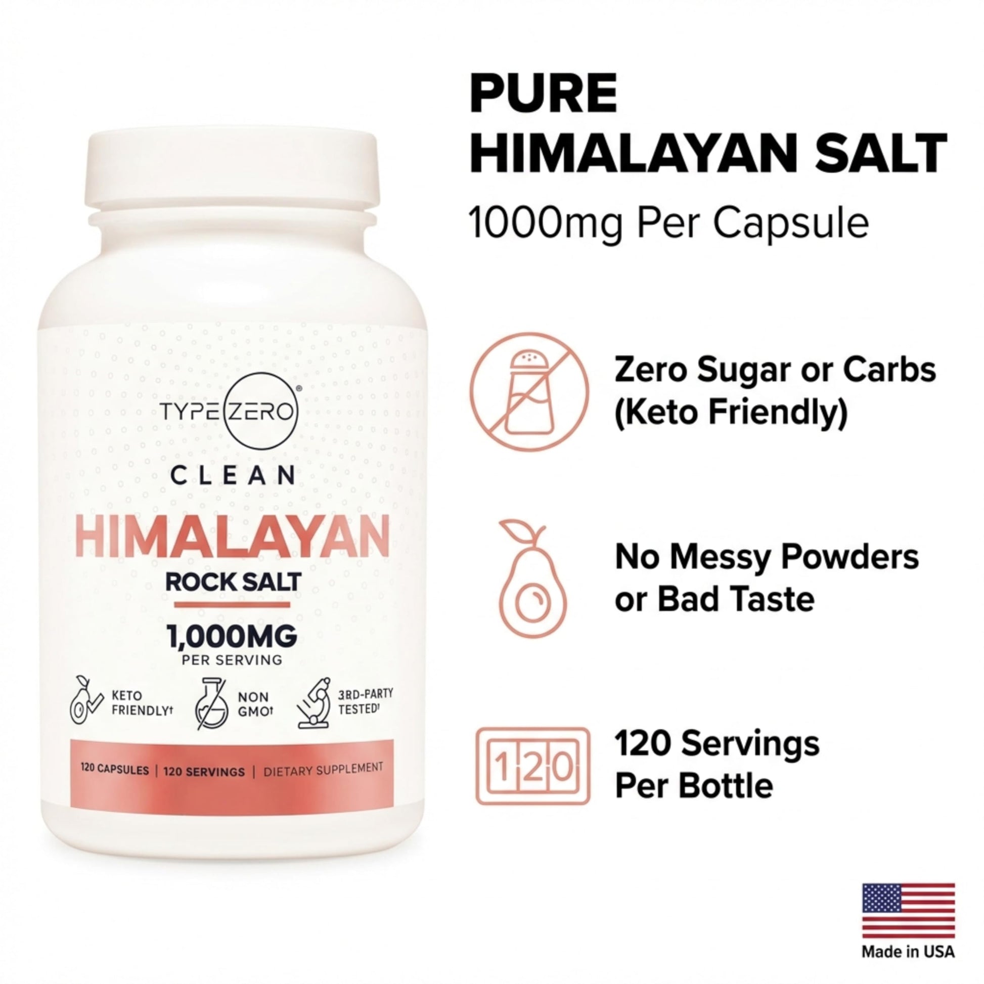Type Zero Himalayan Rock Salt Capsules (120 Capsules) (1000mg per Serving) Type Zero buy supplements canada