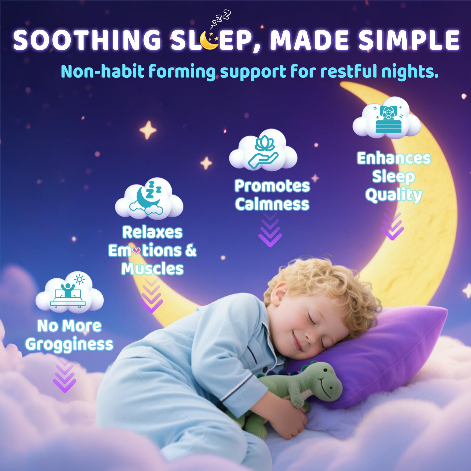 Kids Sleep Gummies, NO Melatonin Sleep Aid Gummies w/ Magnesium Glycinate, Magnesium Malate, L-Theanine, Lavender, B6, Zinc, D3K2 for Restful Sleep, Relax Brain & Muscle, Immune Support, Non-GMO 1Pack ELLAMENTZ buy supplements canada