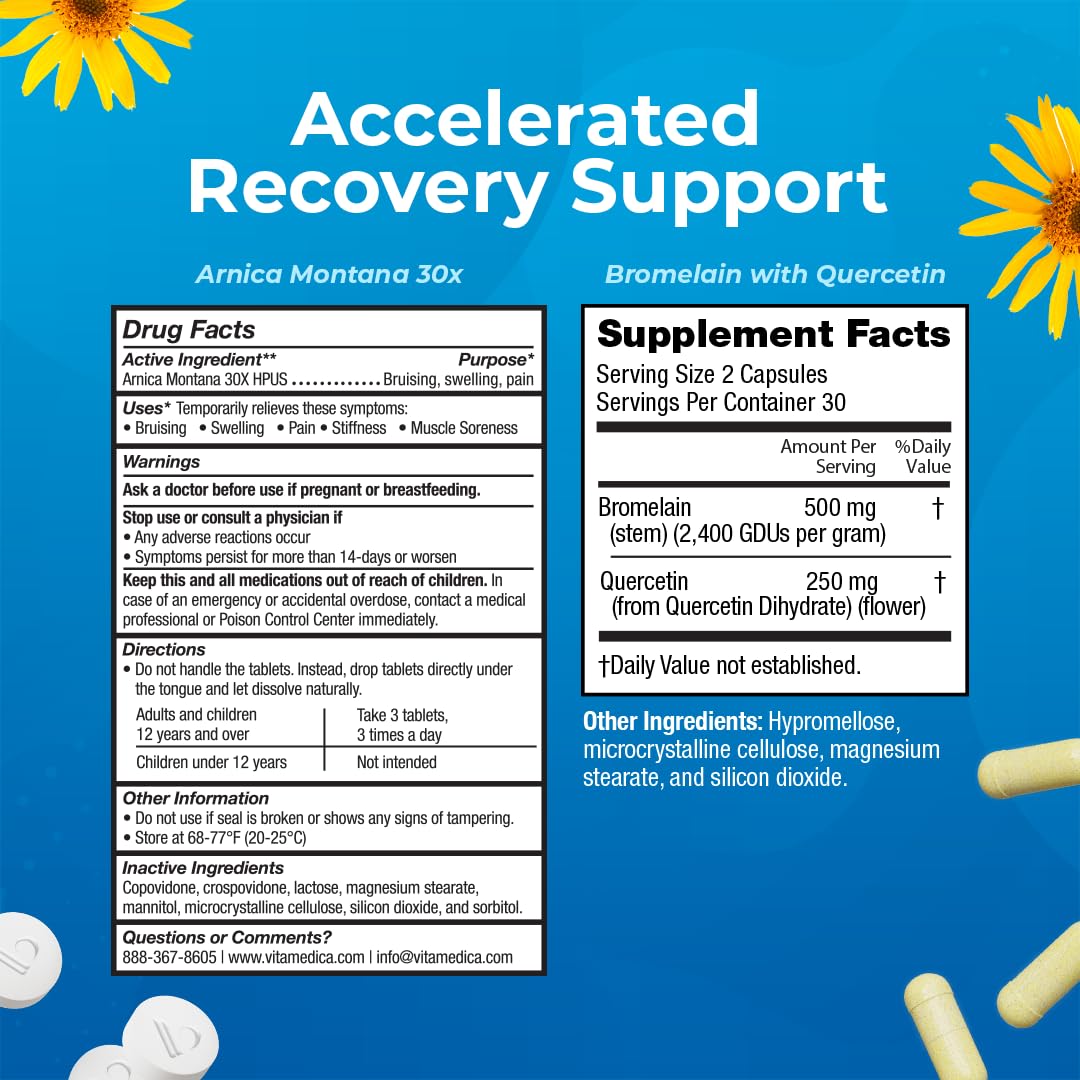 VitaMedica | Arnica Montana 30X and Bromelain with Quercetin Bundle | Arnica Montana | Bromelain | Quercetin | Recovery Bundle | Plant Based | Made in USA VitaMedica buy supplements canada