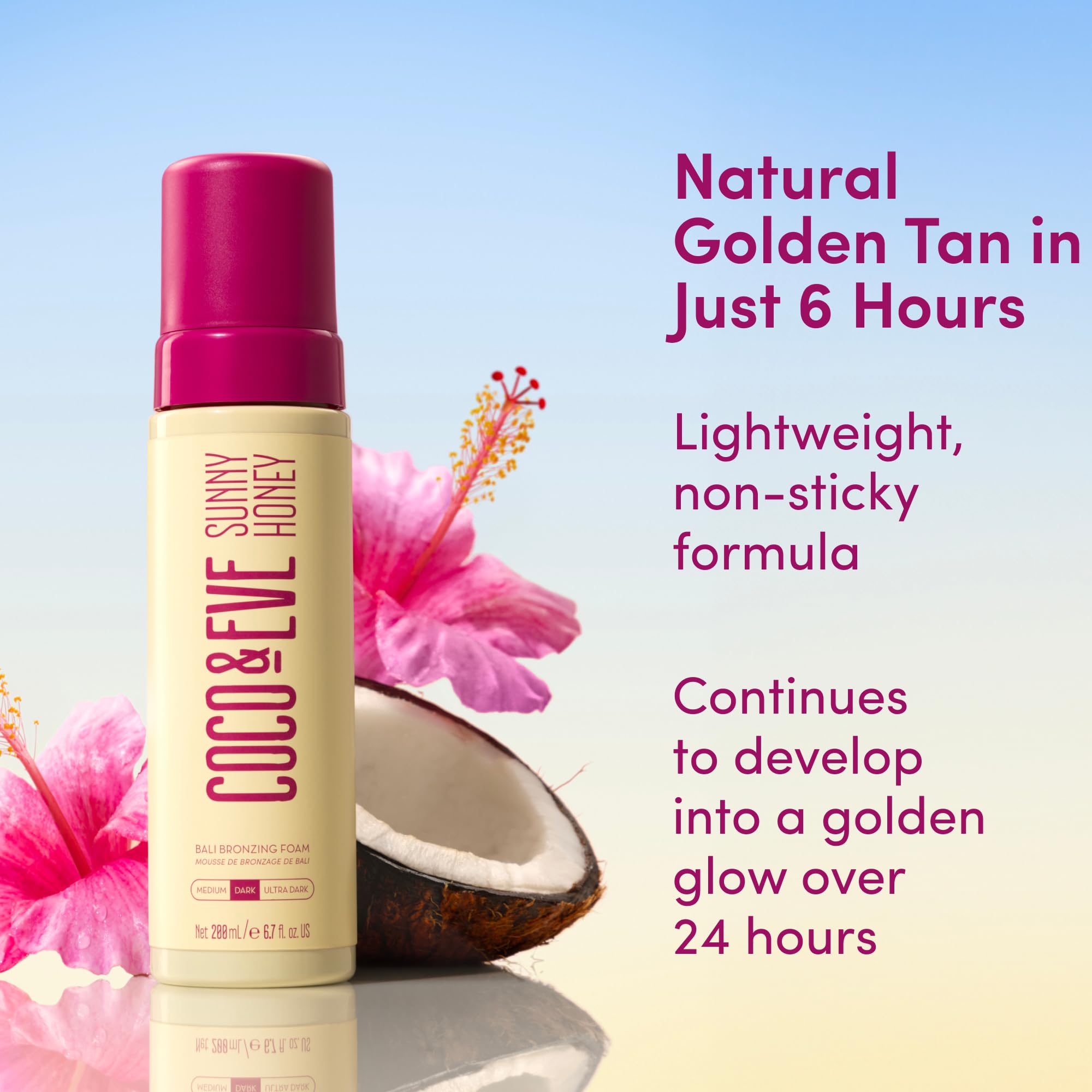 Coco & Eve Sunny Honey Self Tanner Foam - (Medium) Fast Drying, Streak-Free Sunless Tanning Mousse, Tropically Scented Lightweight Natural Looking Tan Coco & Eve buy supplements canada