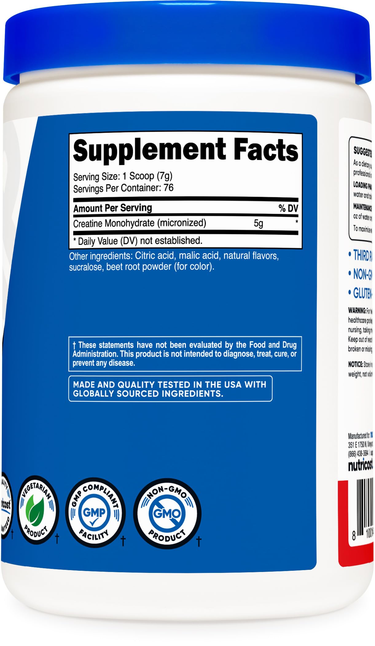 Nutricost Creatine Monohydrate Powder (Fruit Punch, 500 Gram) Nutricost buy supplements canada