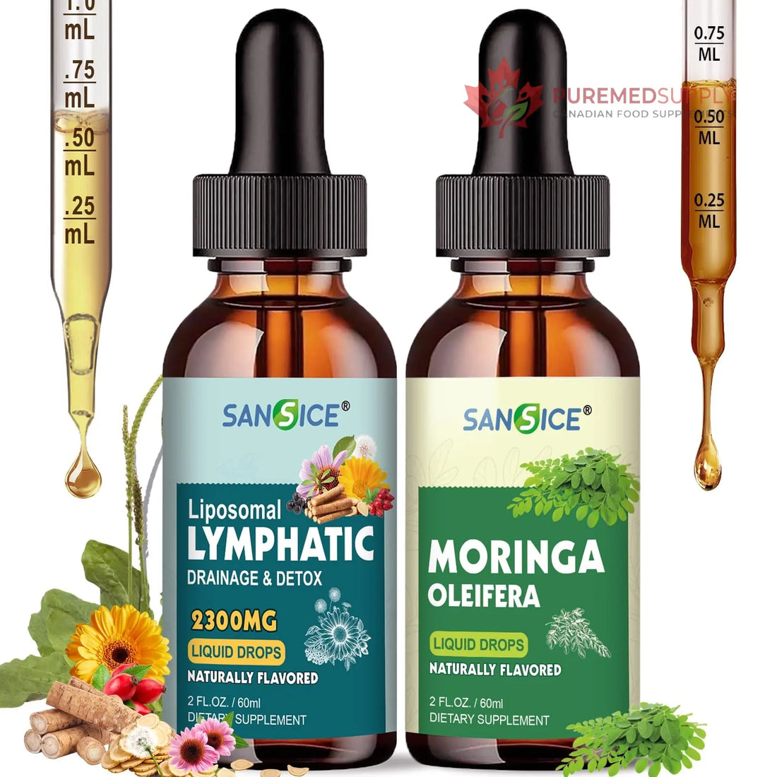 SANSICE Organic Moringa Supplement, Liquid Moringa Leaf Extract for Women & Men, Lymphatic Drainage Supplement with Echinacea for Lymph System Support SANSICE buy supplements canada