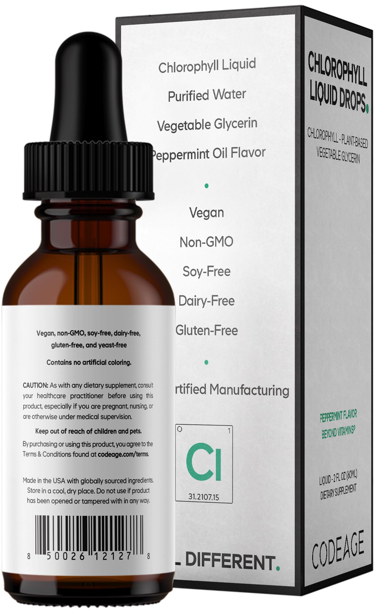 Codeage Chlorophyll Liquid Drops Supplement - Vegan Chlorophyll 50 mg per Serving, Organic Peppermint Flavor Clorofila Drink - Non-GMO, Gluten-Free, Vegan - 2 fl oz Codeage buy supplements canada