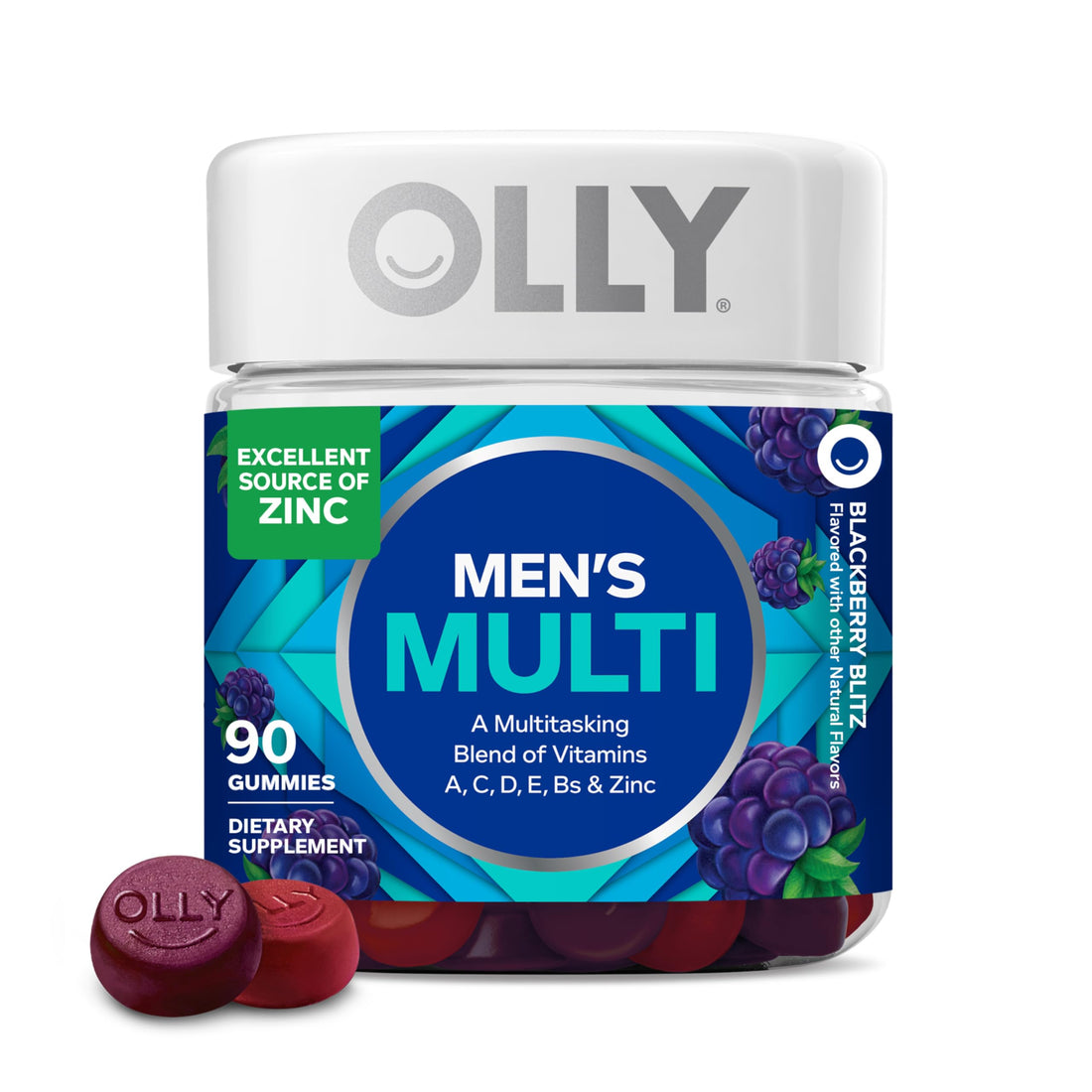 OLLY Men's Multivitamin Gummy, Vitamins A, C, D, E, B, Zinc, Blackberry Flavor, 45 Day Supply - 90 Count OLLY buy supplements canada