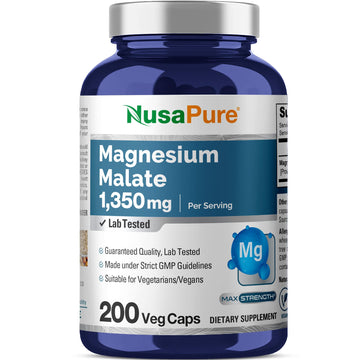 NusaPure Magnesium Malate 1350mg 200 Veggie Capsules (Vegan, Non-GMO, Vegan) NusaPure buy supplements canada
