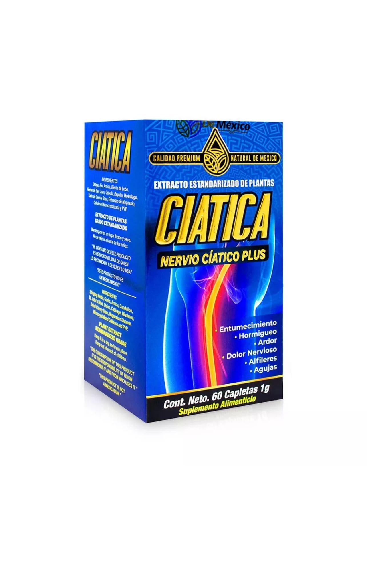 Set con Suplemento Ciatico Tratamiento Nervio Plus 60 Capsulas + Gel Extra Fuerte Ciatica 250 grs. Natural de Mexico/Entumecimiento, Hormigueo, Ardor, Dolor Nervioso, Alfileres o Agujas. (2) Generic buy supplements canada