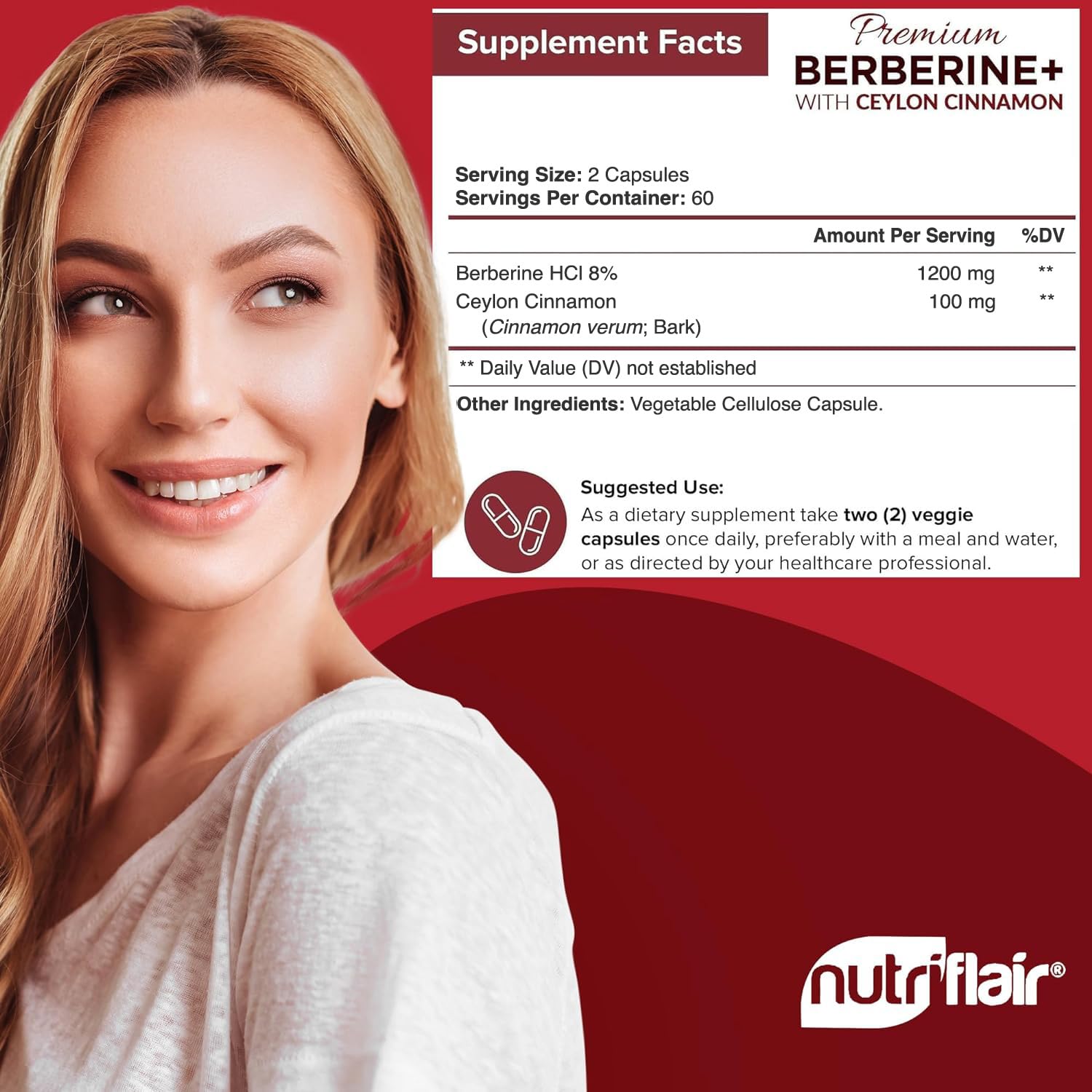 NutriFlair Premium HCL 1200mg, 120 Capsules - Plus Pure True Ceylon Cinnamon NutriFlair buy supplements canada