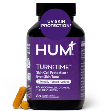 HUM Turn Back Time Turmeric Supplement for Youthful Looking Skin Support with Green Tea Extract, Lutein & Polyphenols, Skin Care Aging & Collagen Support Capsules for Even Tone, 60 Vegan Capsules HUM buy supplements canada