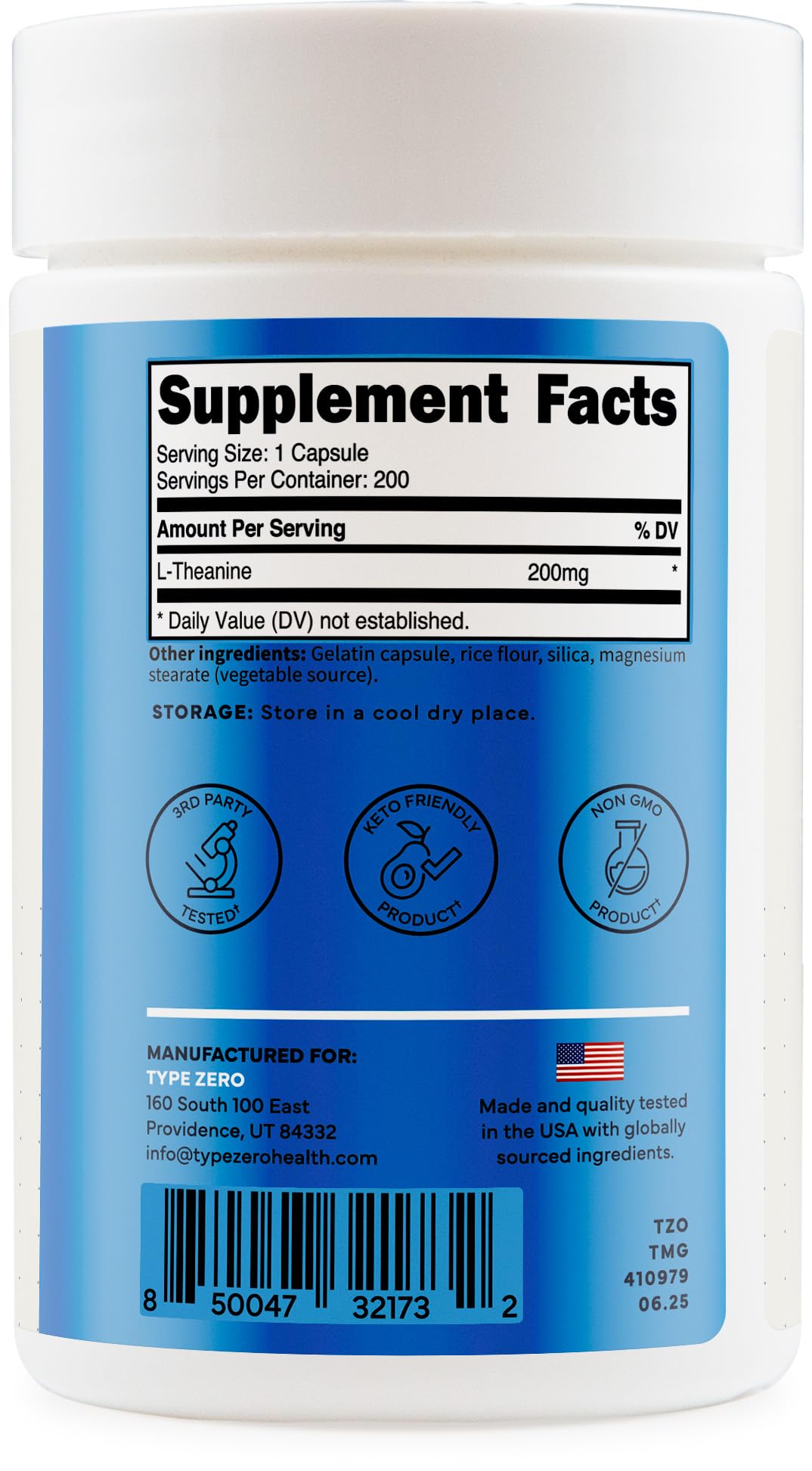 Type Zero L-Theanine (200mg) 200 Capsules - Clean L-Theanine Supplement, Keto, GMO-Free Type Zero buy supplements canada