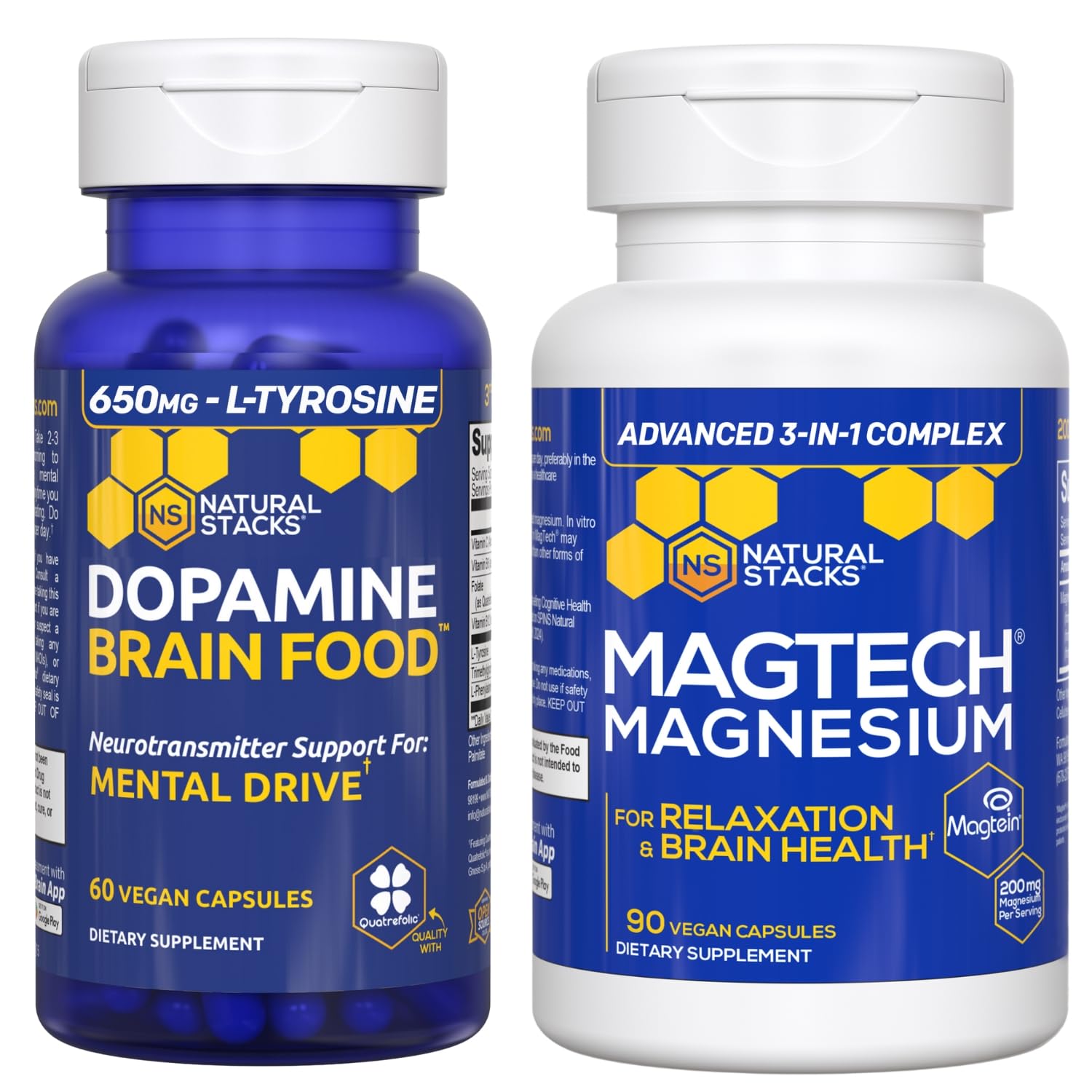 NATURAL STACKS Dopamine Brain Food + Magtech Magnesium Bundle - Chelated Magnesium Complex - Supports Brain Health & Mental Drive* - 150 Total Capsules NATURAL STACKS buy supplements canada