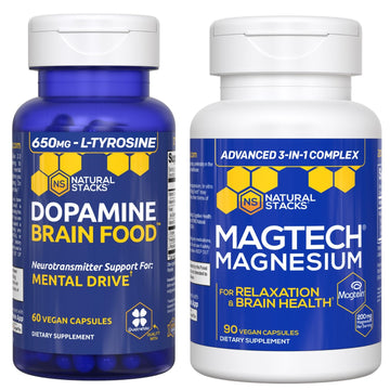 NATURAL STACKS Dopamine Brain Food + Magtech Magnesium Bundle - Chelated Magnesium Complex - Supports Brain Health & Mental Drive* - 150 Total Capsules NATURAL STACKS buy supplements canada