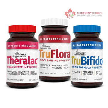 Master Supplements 30-Day Probiotic Gut Reset - Includes Theralac (30 ct.), TruBifido (30 ct.) & TruFlora (30 ct.) - Supports Optimal Gut Health - Gluten Free THERALAC buy supplements canada