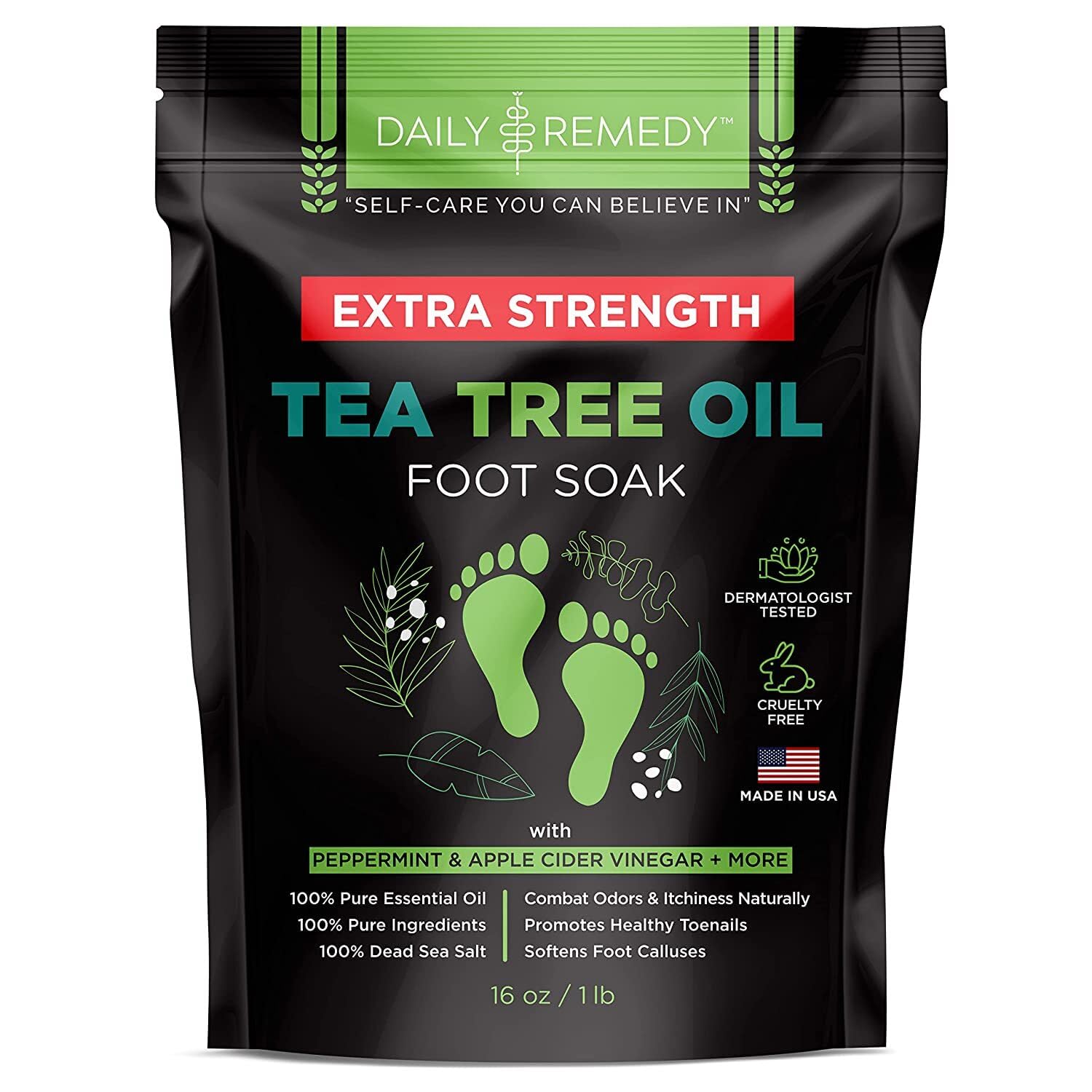 EXTRA STRENGTH Tea Tree Oil Foot Soak with Epsom Salt - Made in USA - for Toenails DAILY REMEDY buy supplements canada
