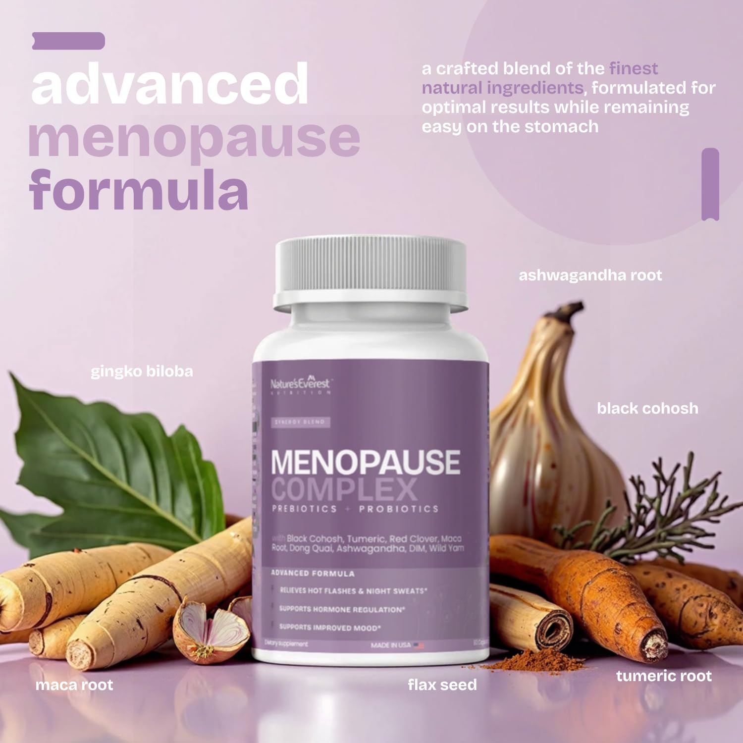 Complete Menopause Supplement for Women – Supports Hormone Balance, Hot Flashes, Night Sweats & Mood – with DIM, Black Cohosh, Dong Quai, Chasteberry, Pre & Probiotics – 90 Capsules – Made in USA Nature's Everest buy supplements canada