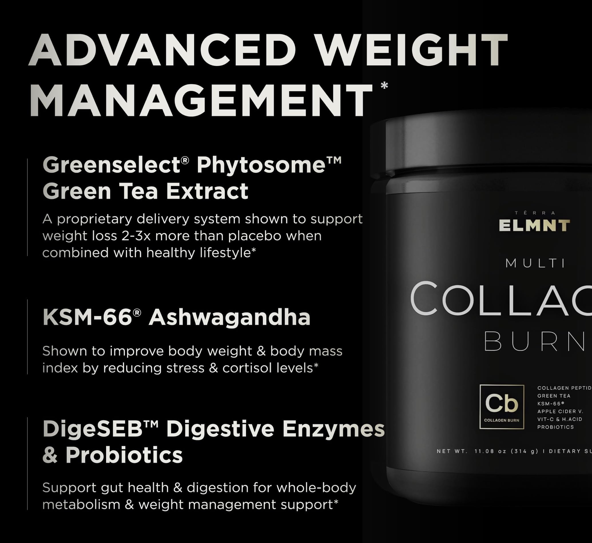 Super Collagen Powder for Women Weight Loss + Beauty w. Probiotics, Hyaluronic Acid, ACV, KSM-66, Biotin - Premium Multi Collagen Peptides Protein Supplement TERRA ELMNT buy supplements canada