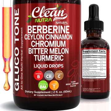 Clean Nutra Berberine with Ceylon Cinnamon Supplement Liquid Drops + Bitter Melon Extract, Glucomannan, Gymnema, Chromium Clean Nutraceuticals buy supplements canada