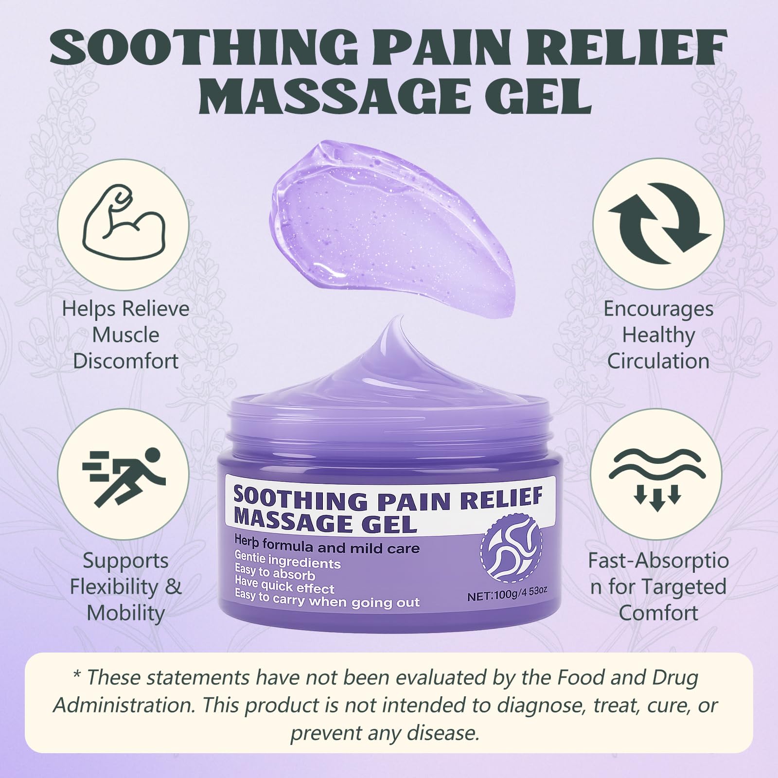 Soothing Massage Gel (100g) - Joint Relief Purple Gel, Natural Ingredients Soothing Relief Cream, Fast-Absorbing Jointgel Cream for Soothing Joint, Shoulder, Knee, Back, Lumbar & Muscle Stiffness Vereclue buy supplements canada