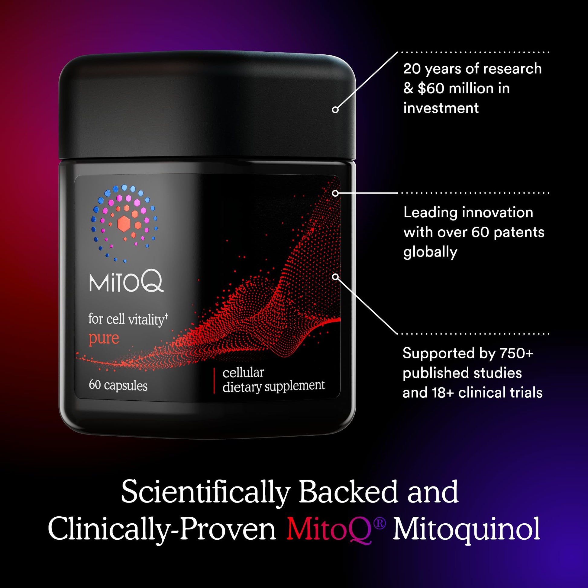 MitoQ Pure Advanced Mitochondria Supplement Superior Bioavailability to CoQ10 | Reduces Free Radical Damage for Healthy Aging, Metabolism, Heart Health, Energy, Strength & Mobility MitoQ buy supplements canada