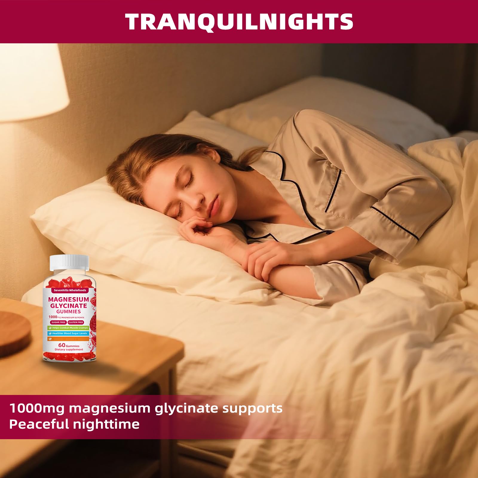 Magnesium Glycinate Gummies 1000mg - Sugar Free Magnesium Potassium Supplement for Relaxation, Calm, Stress Relief, and Sleep Support for Adults & Kids - 60 Raspberry Gummies Sevenhills Wholefoods buy supplements canada