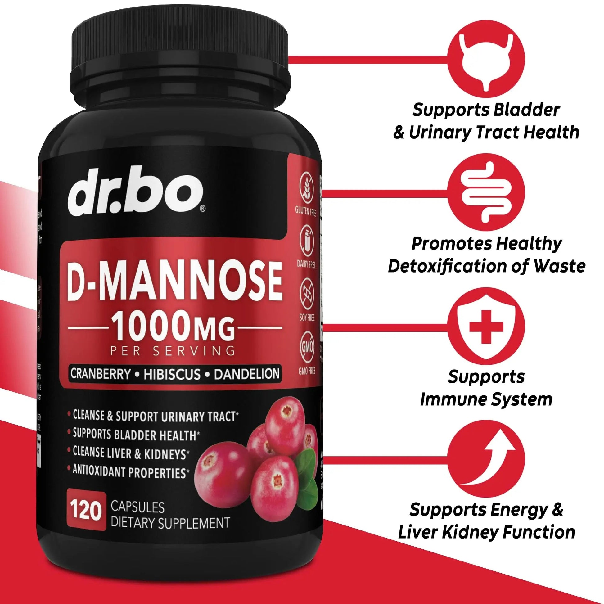 D Mannose Supplements for Women Pills - Natural D-Mannose 500mg Capsules, Cranberry DMannose Pills 1000mg Per Serving - Bladder Flush & Urinary Tract Cleanse Health Supplement - 120 Veg Capsules DR. BO buy supplements canada