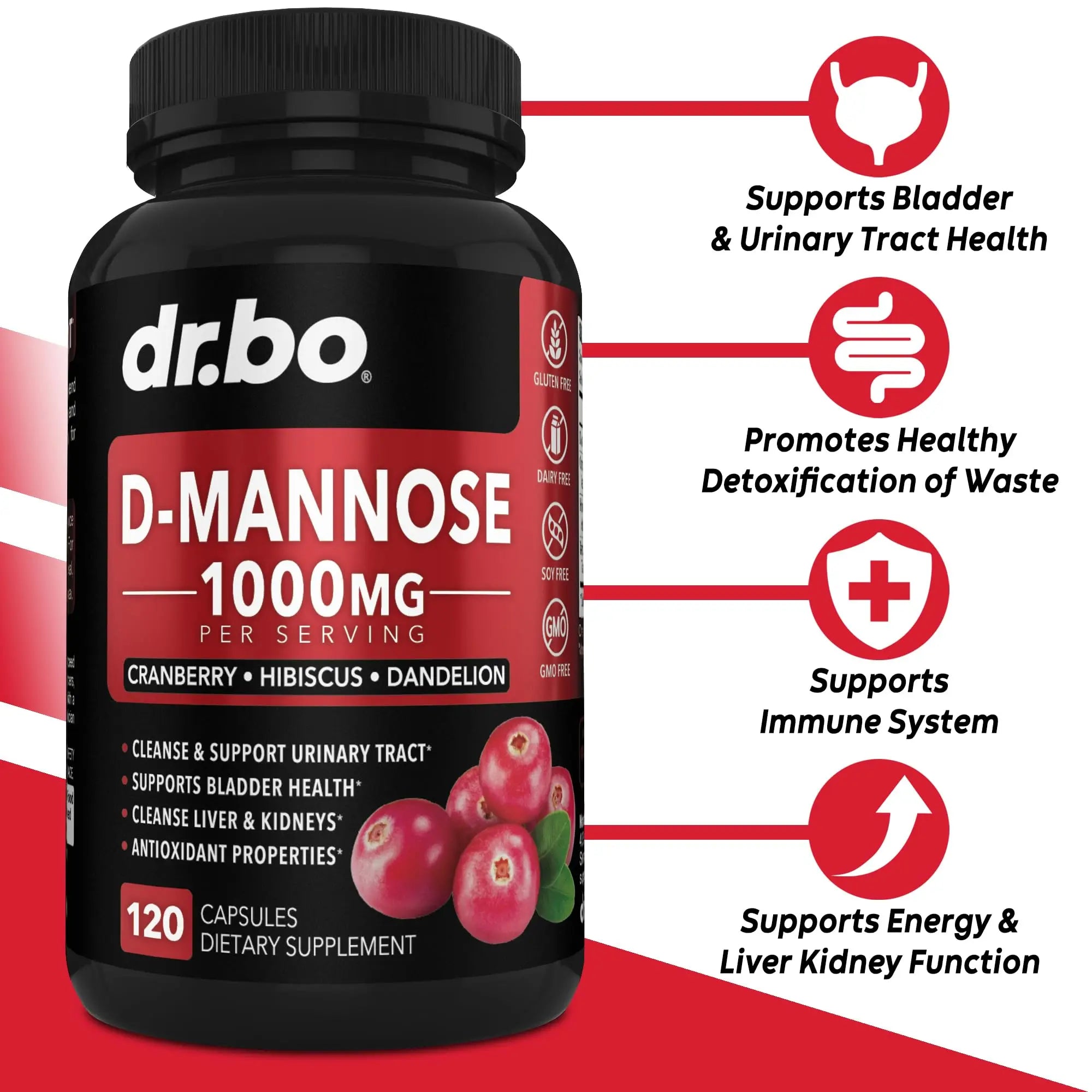 D Mannose Supplements for Women Pills - Natural D-Mannose 500mg Capsules, Cranberry DMannose Pills 1000mg Per Serving - Bladder Flush & Urinary Tract Cleanse Health Supplement - 120 Veg Capsules DR. BO buy supplements canada