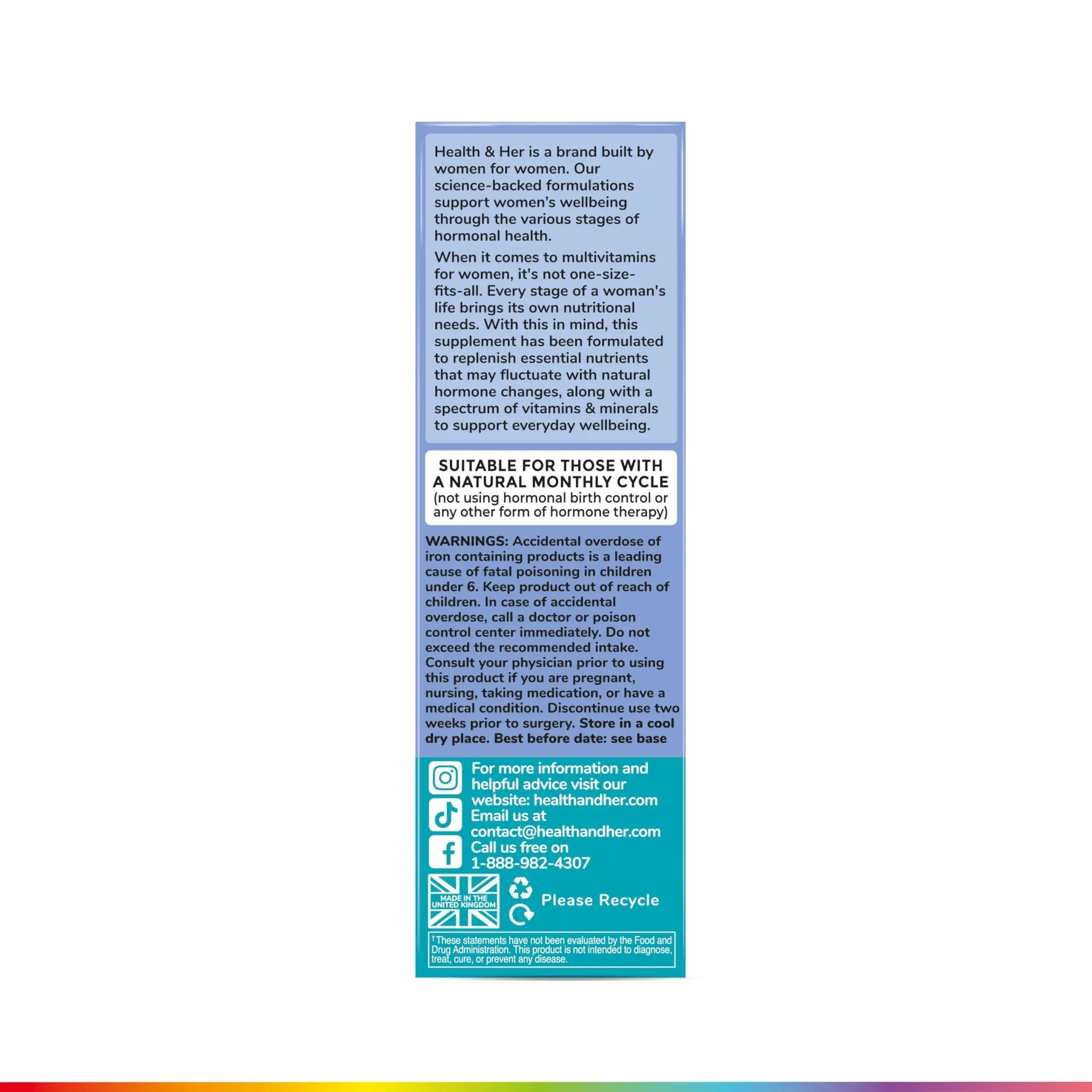 Health & Her Multivitamin for Women with Monthly Natural Cycles - Supplements for Women - Nutrition and Wellbeing Support for Menstrual Cycle Health and Her buy supplements canada